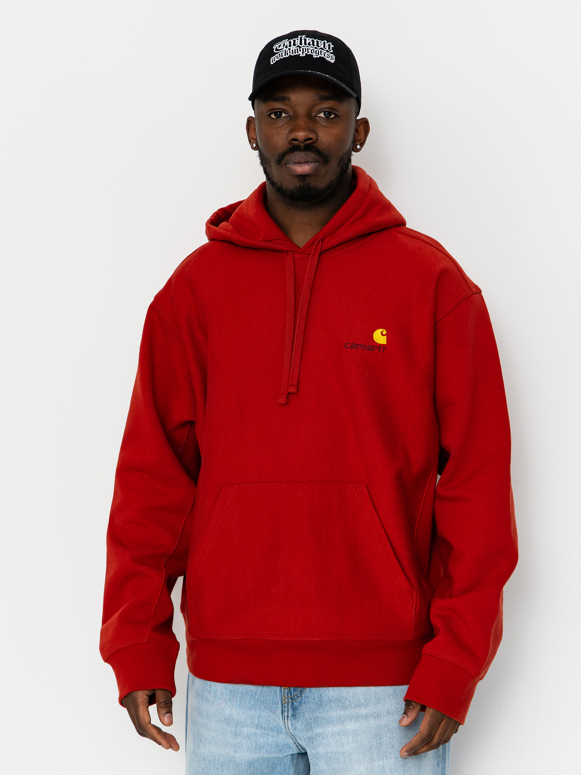 Hanorac cu glugă Carhartt WIP American Script HD (oxide red)