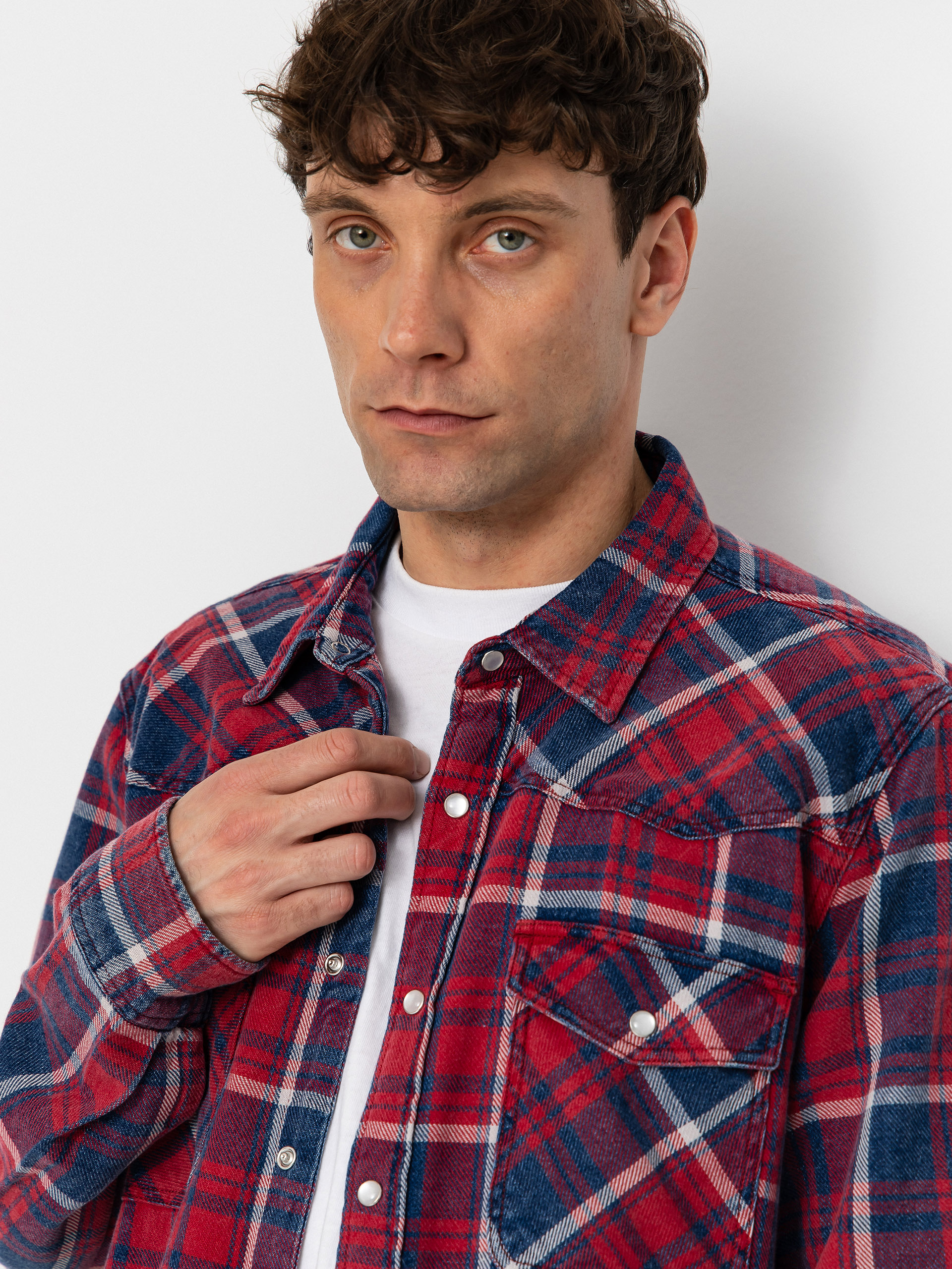 Cămașă Brixton Waylon Lw Overshirt (denim plaid)