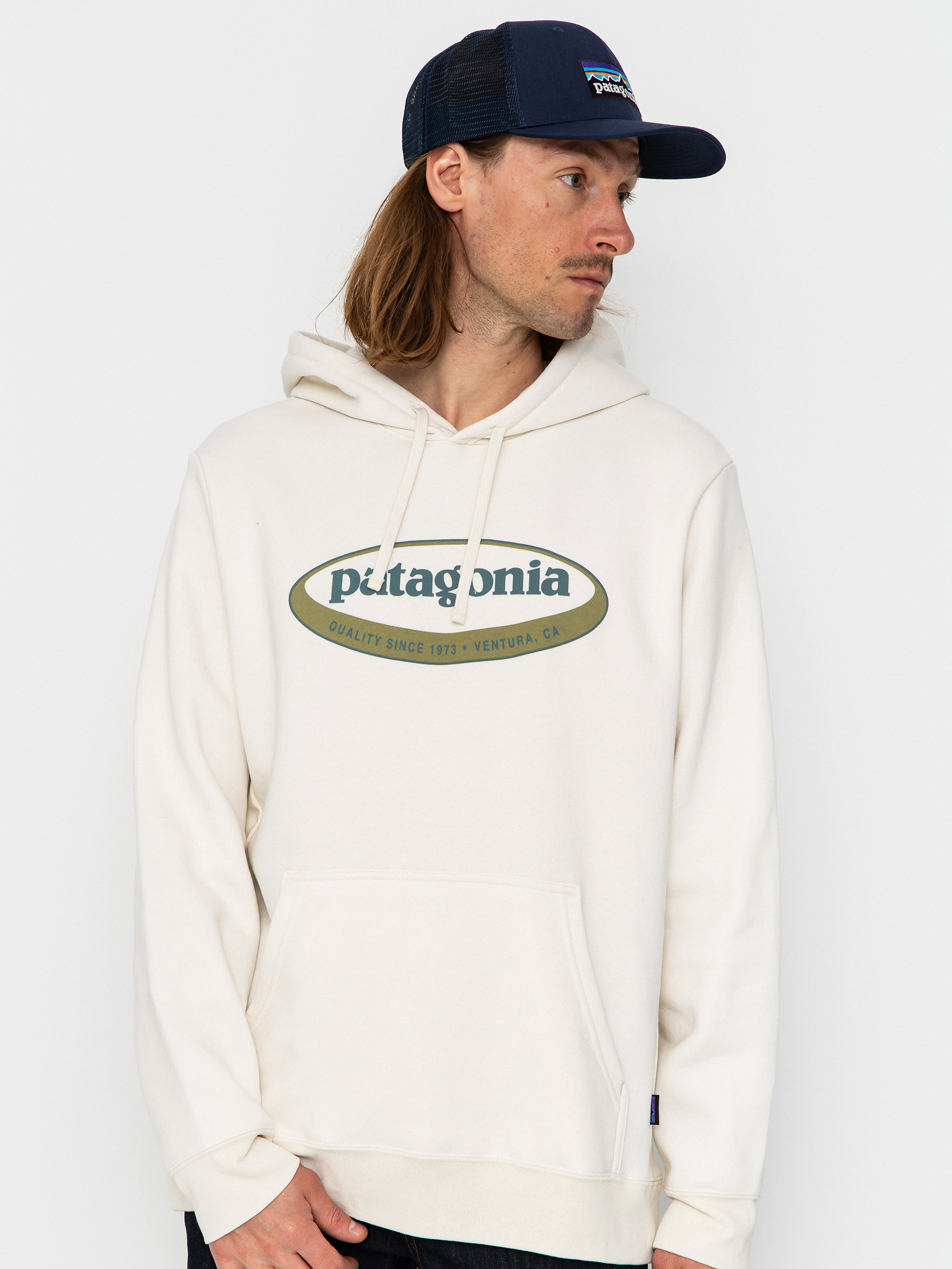 Hanorac cu glugă Patagonia 95 Oval Logo Uprisal HD (birch white)