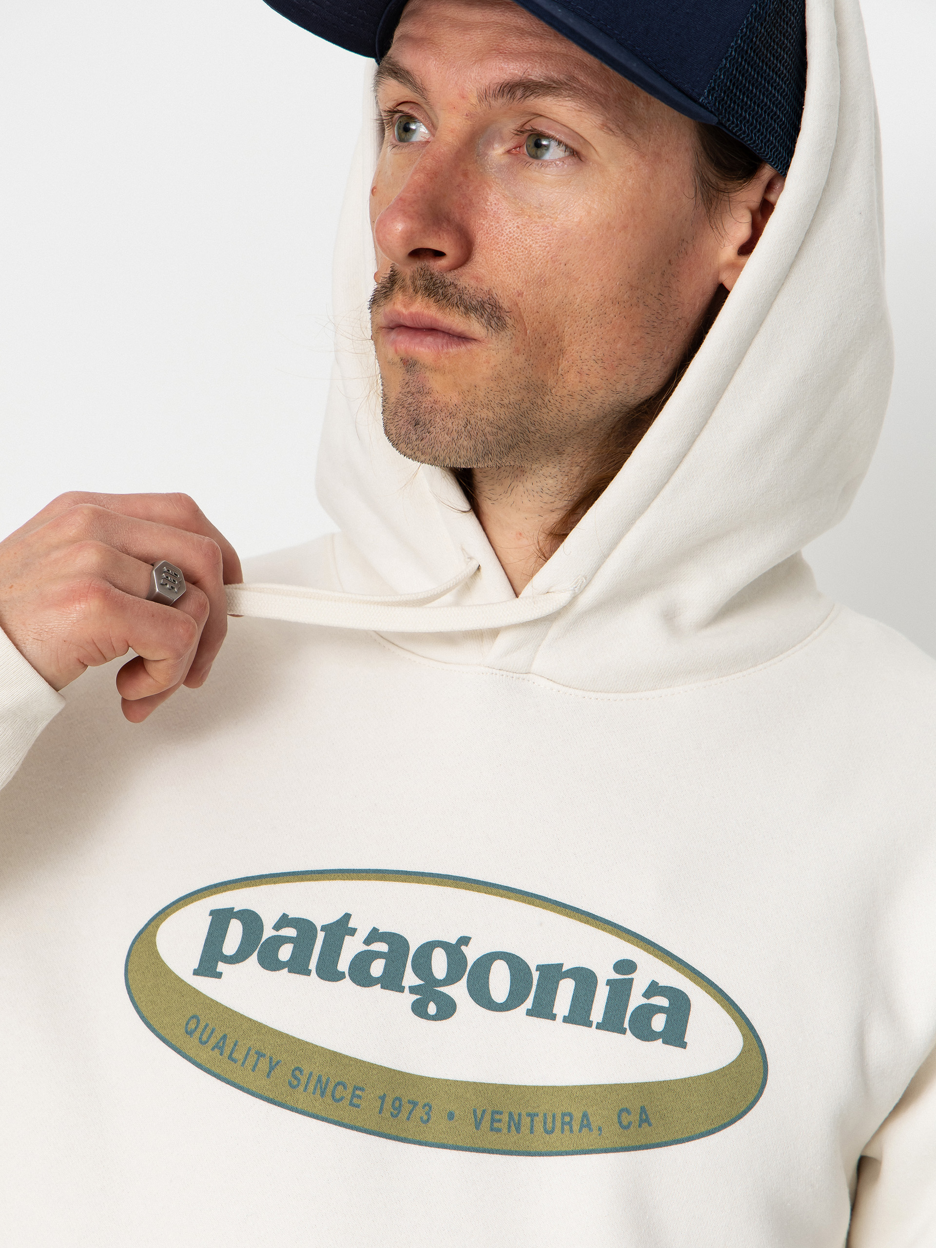 Hanorac cu glugă Patagonia 95 Oval Logo Uprisal HD (birch white)