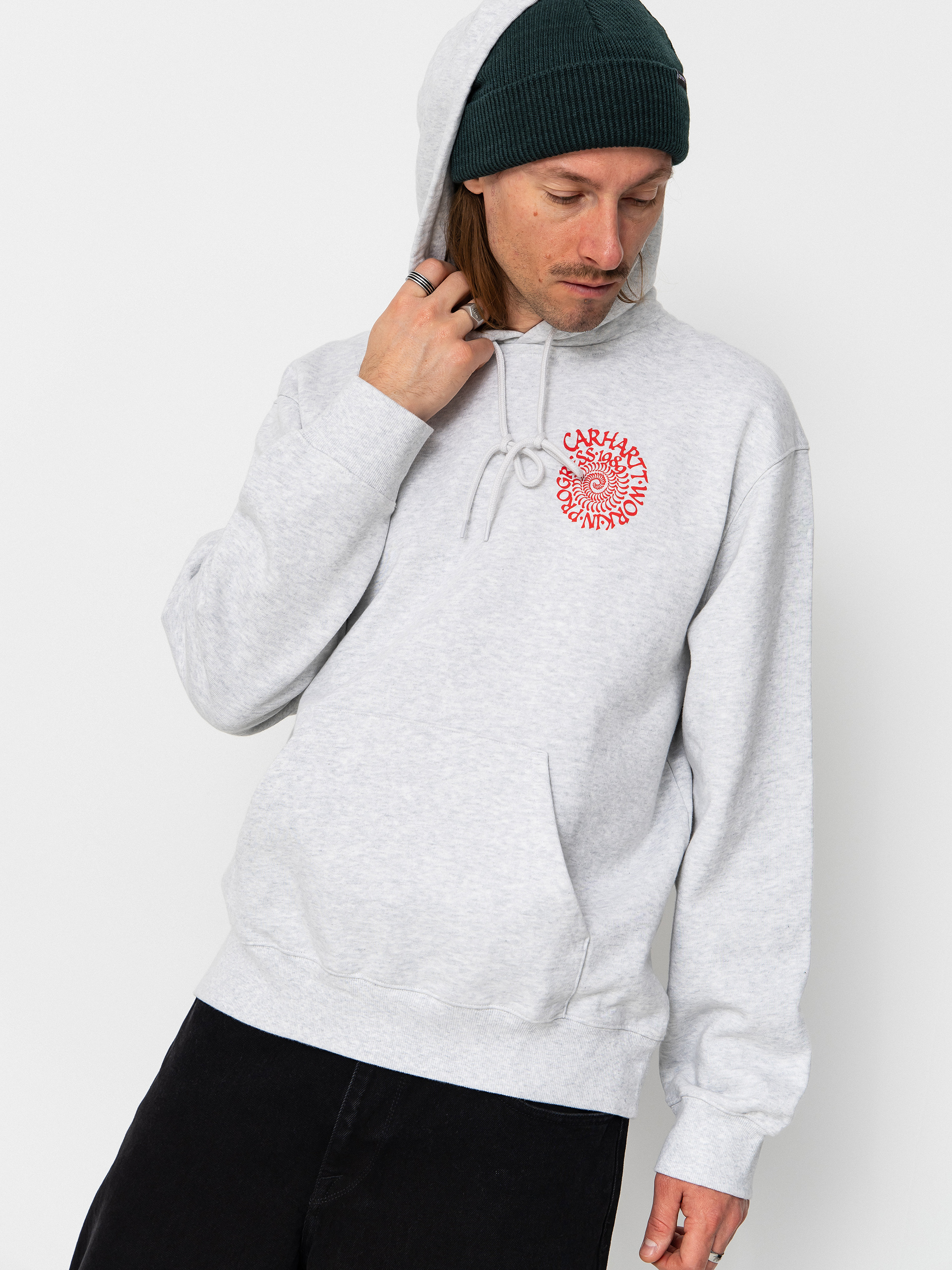 Hanorac cu glugă Carhartt WIP Spiral HD (ash heather)