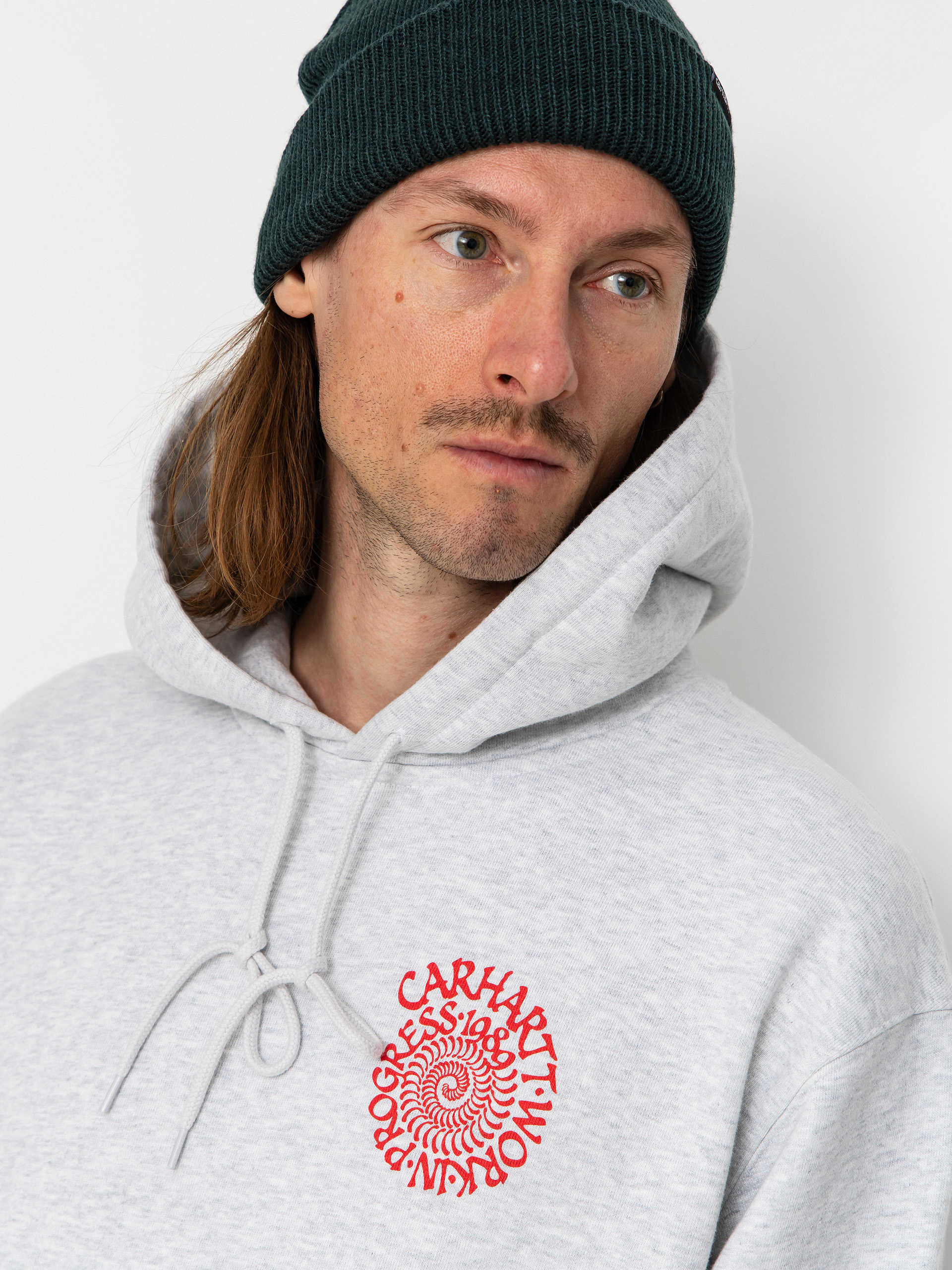Hanorac cu glugă Carhartt WIP Spiral HD (ash heather)