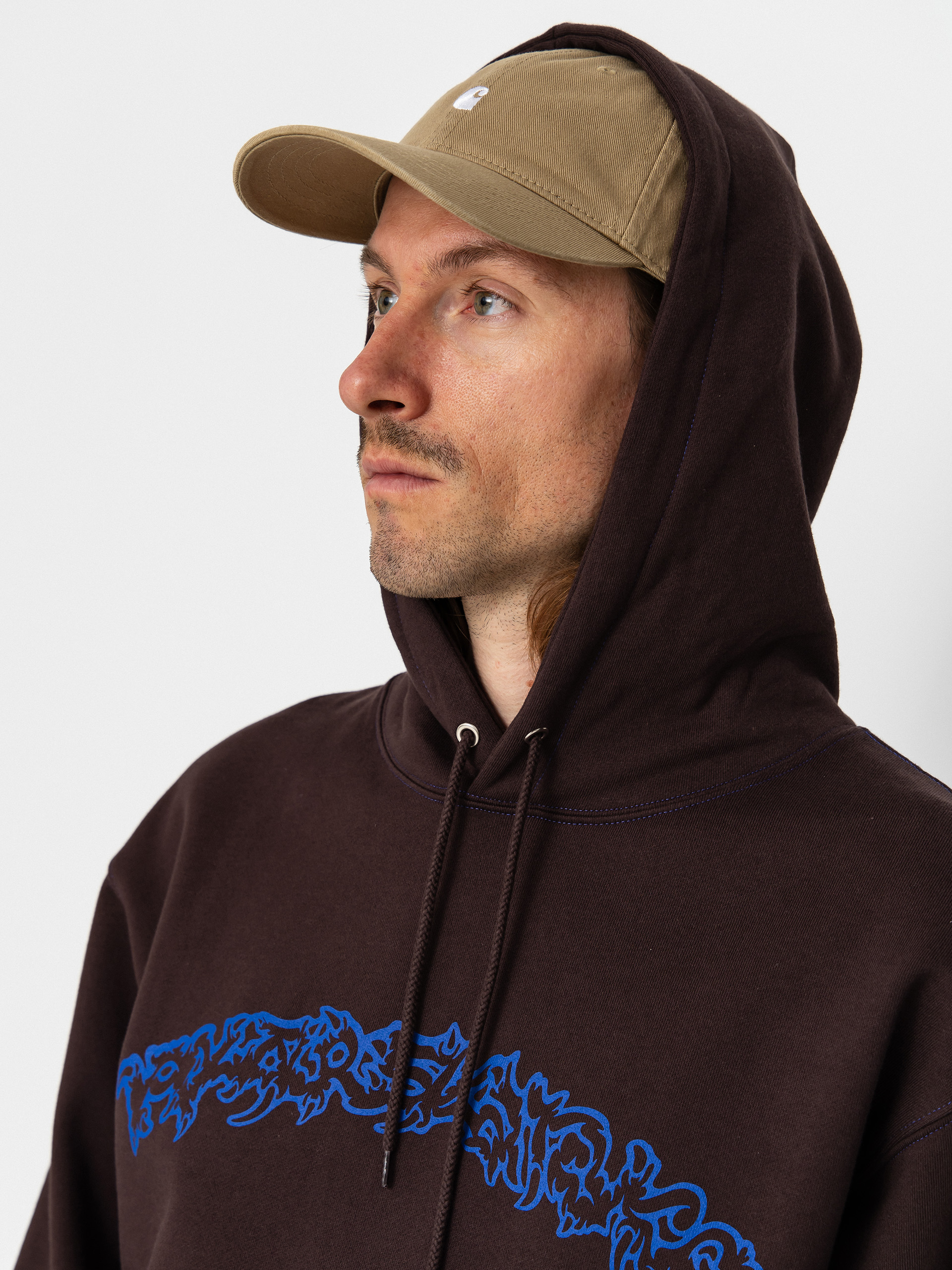 Hanorac cu glugă Polar Skate Contrast Dave Crude Logo HD (chocolate)