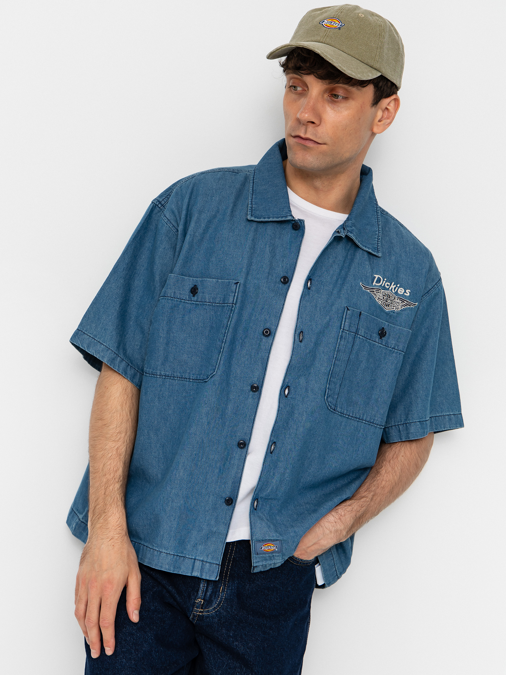 Cămașă Dickies X Harley Davidson Boxy Chambray Work (blue chambray)