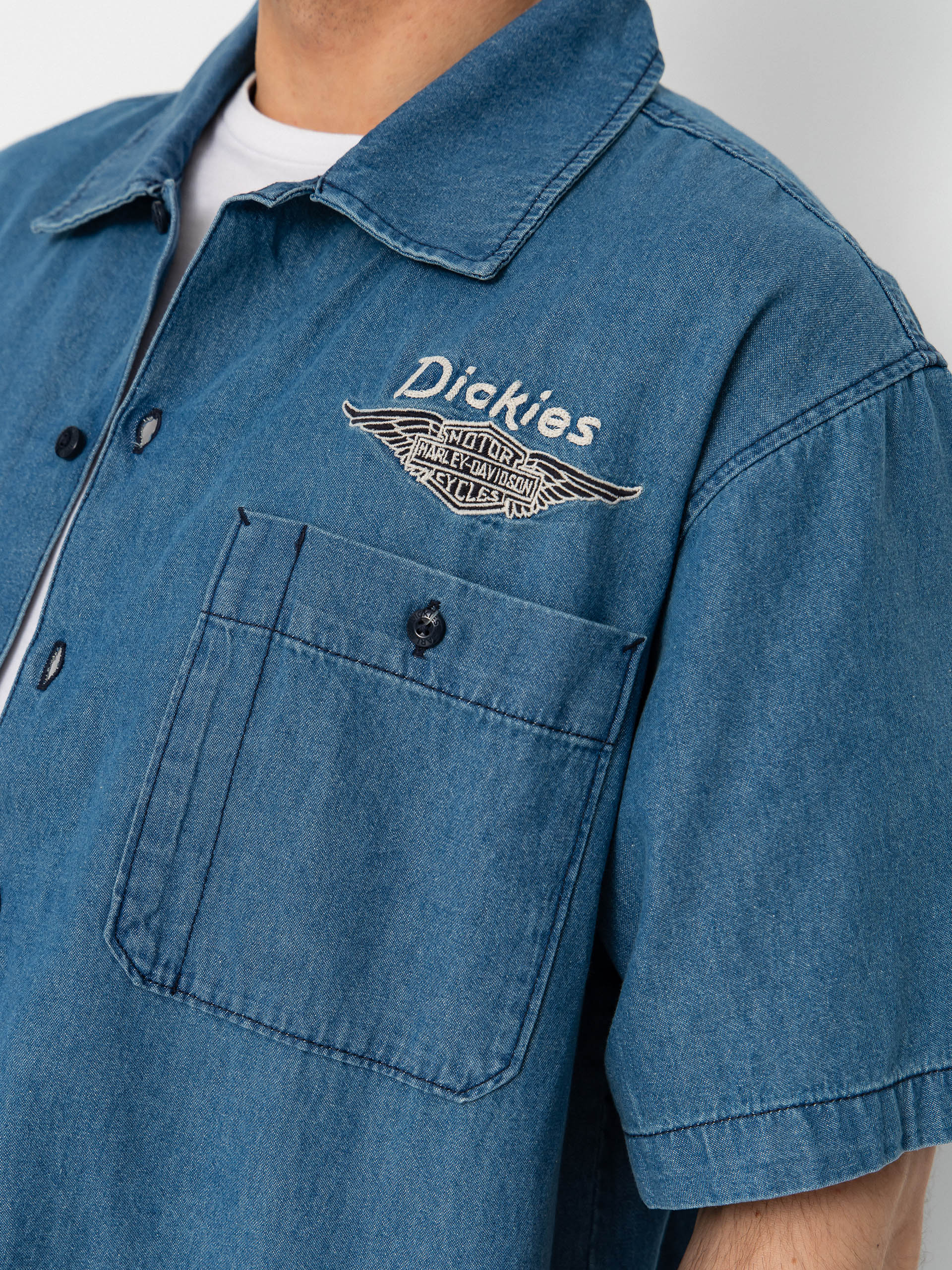 Cămașă Dickies X Harley Davidson Boxy Chambray Work (blue chambray)