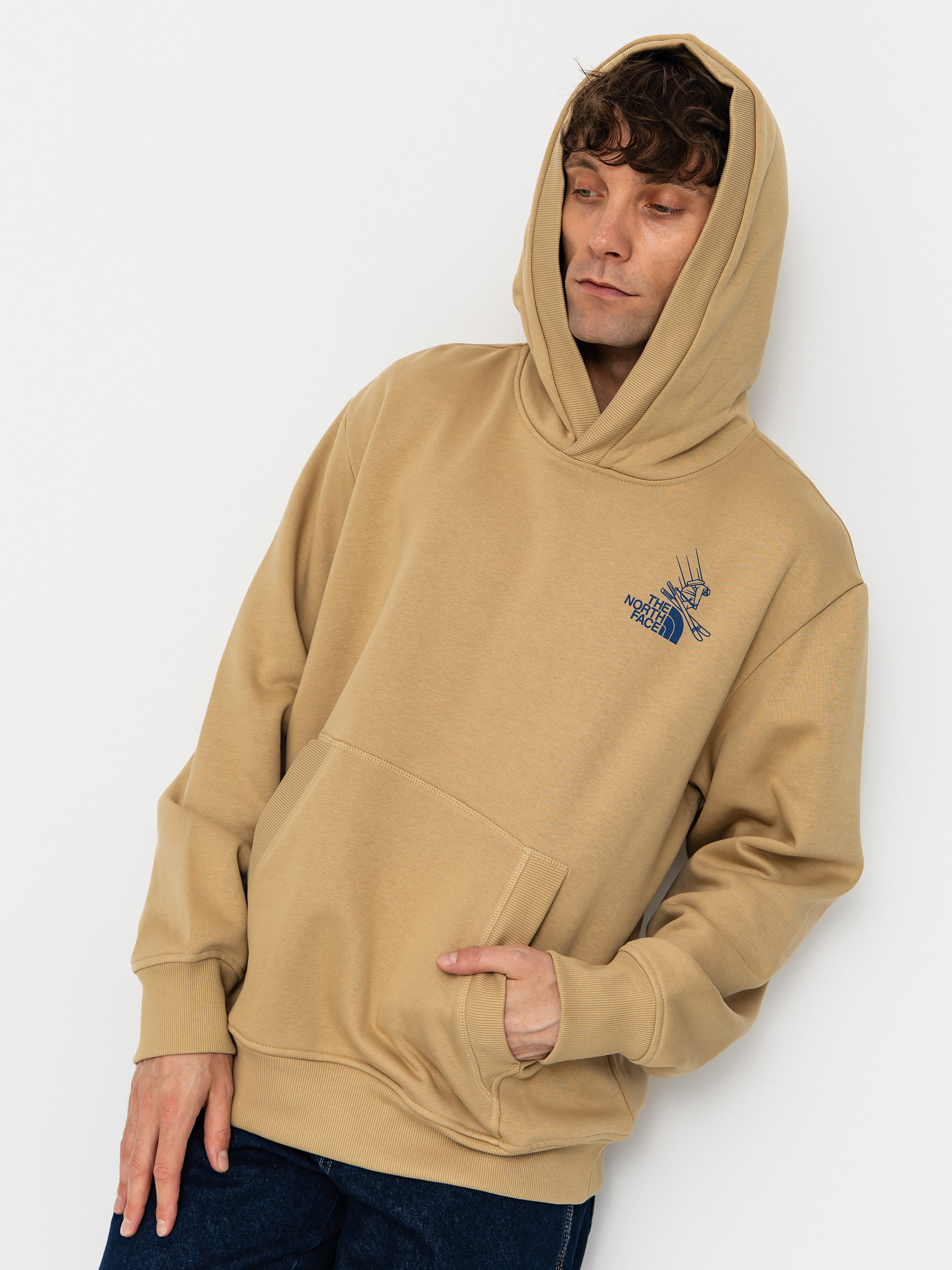 Hanorac cu glugă The North Face Mountain Celebration Relaxed HD (khaki stone)