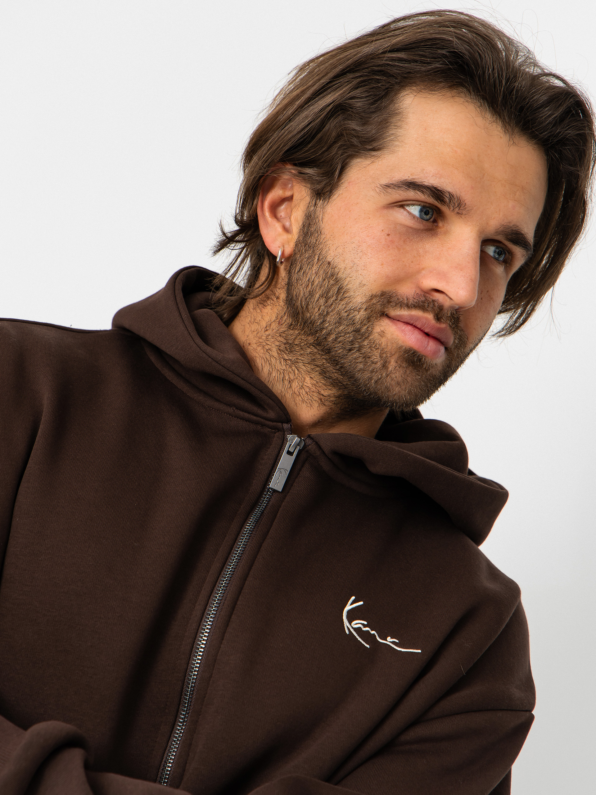 Hanorac cu glugă Karl Kani Small Signature Essential ZHD (brown)
