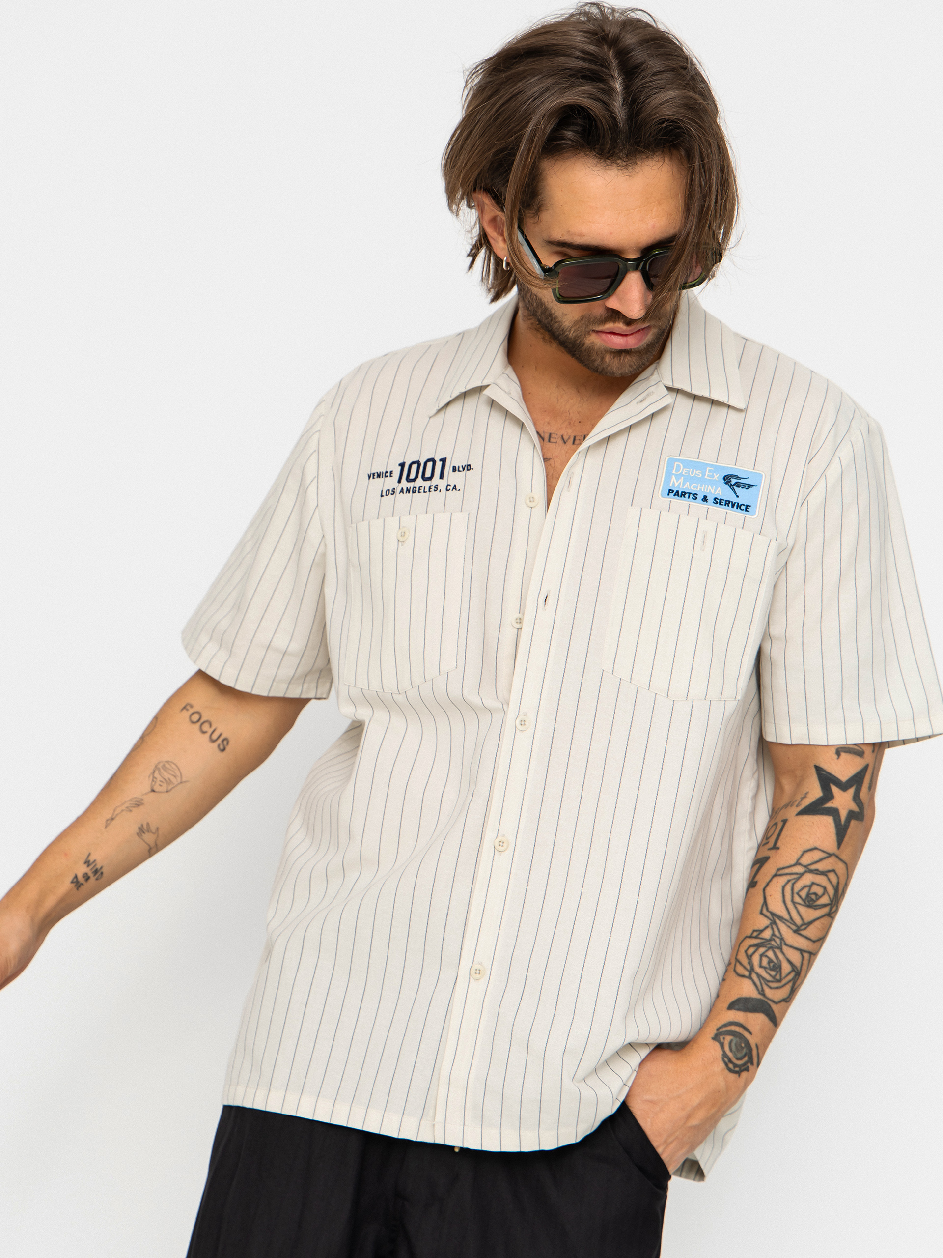 Cămașă Deus Ex Machina Forecourt Stripe (dirty white)