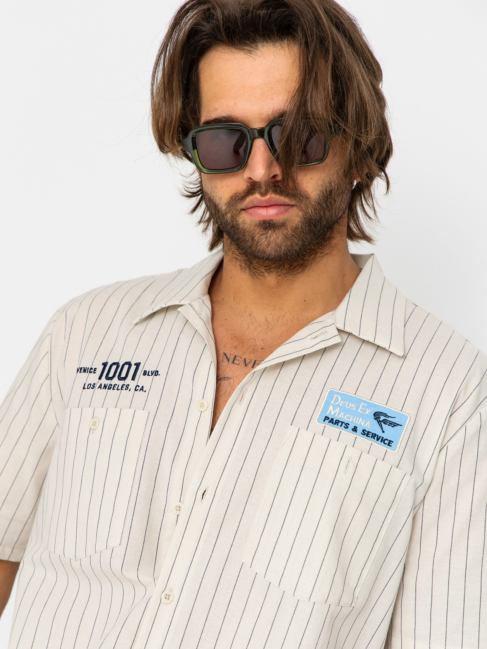 Cămașă Deus Ex Machina Forecourt Stripe (dirty white)