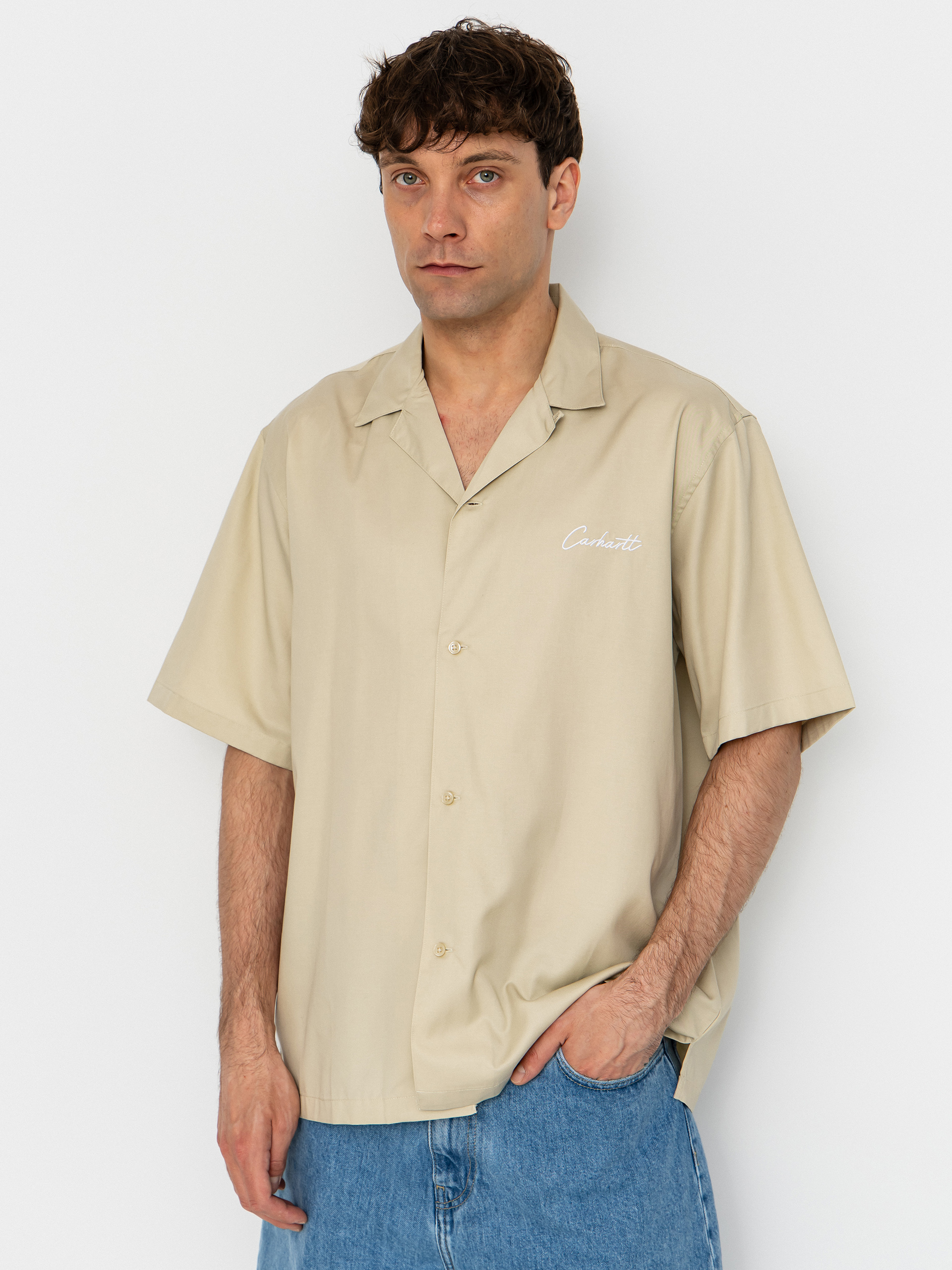Cămașă Carhartt WIP Delray (stone/white)
