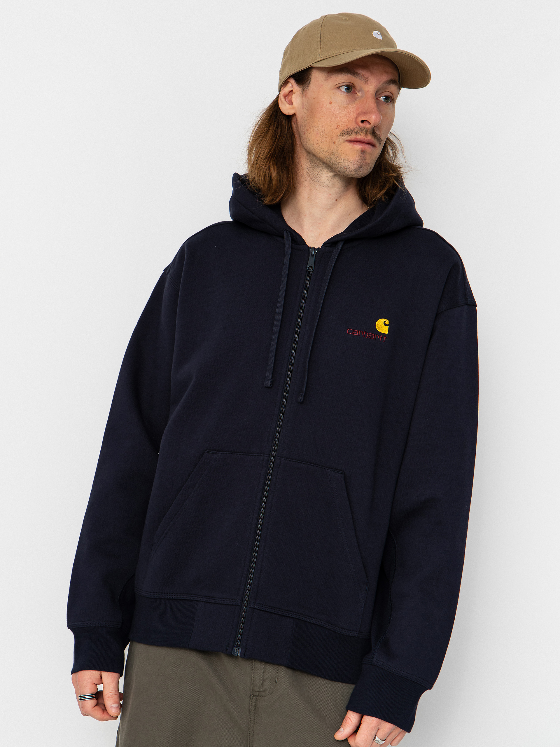 Hanorac cu glugu0103 Carhartt WIP American Script ZHD (deep night)