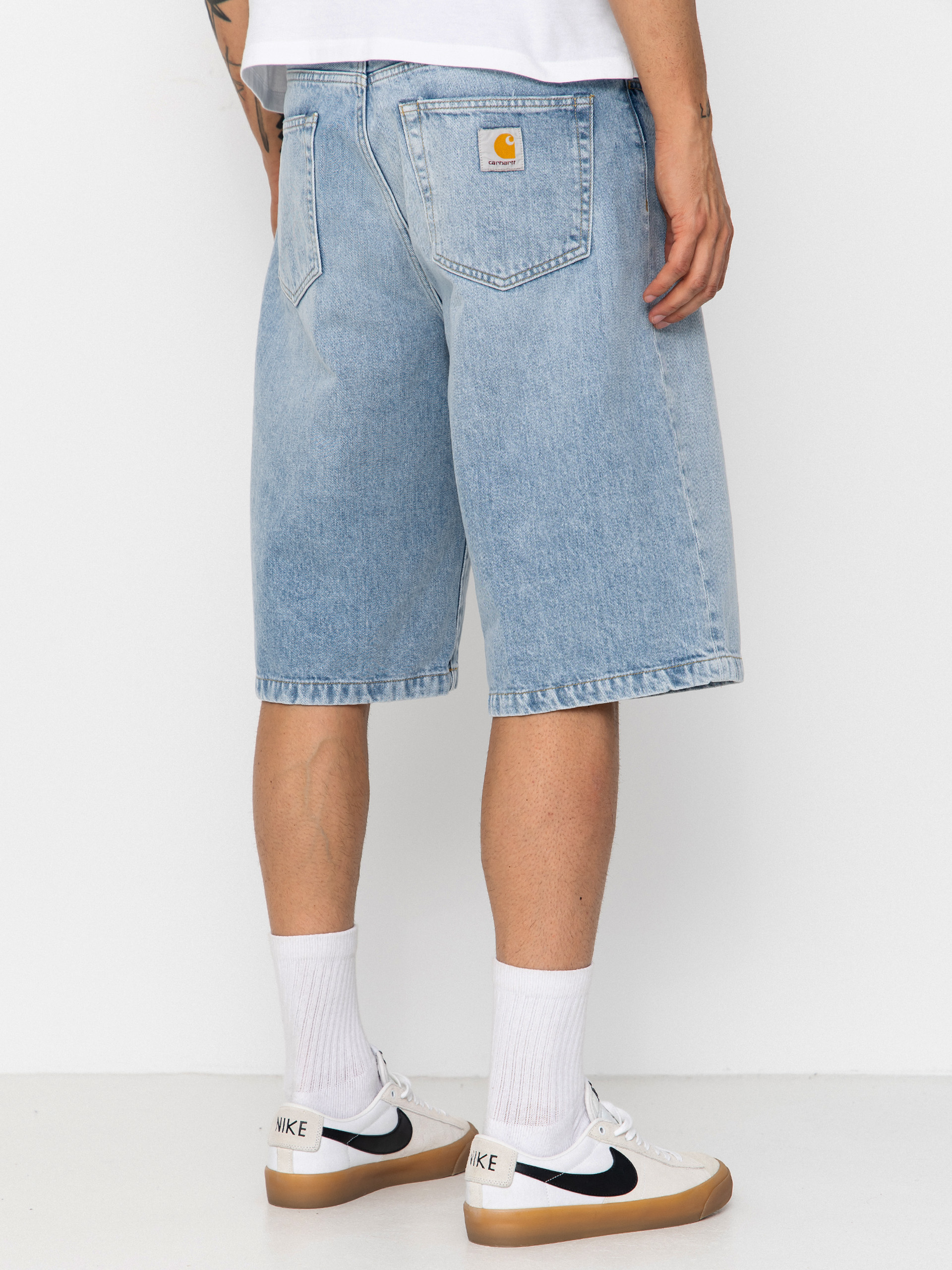 Pantaloni scurți Carhartt WIP Langdon (blue heavy worn bleached)