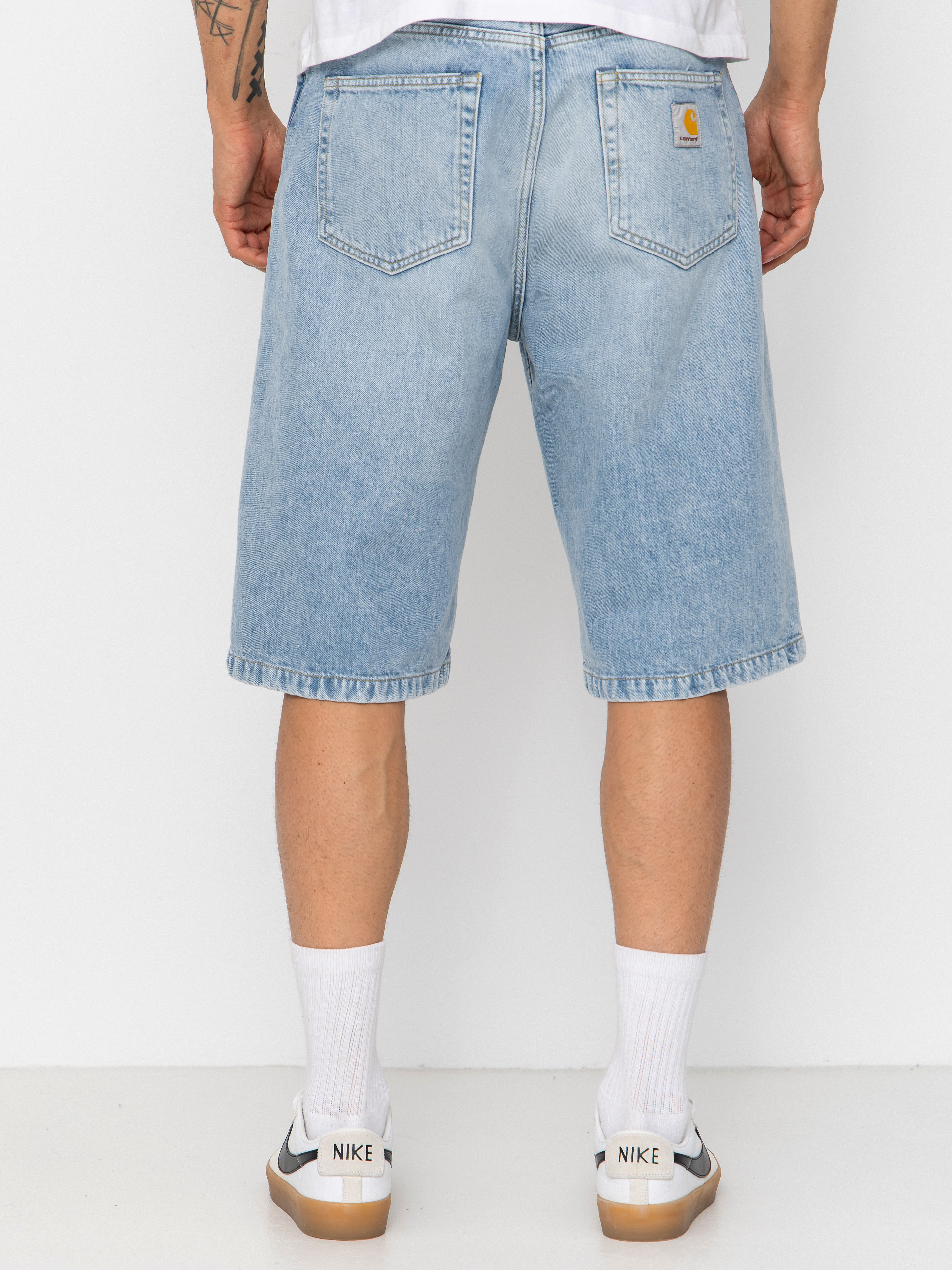Pantaloni scurți Carhartt WIP Langdon (blue heavy worn bleached)