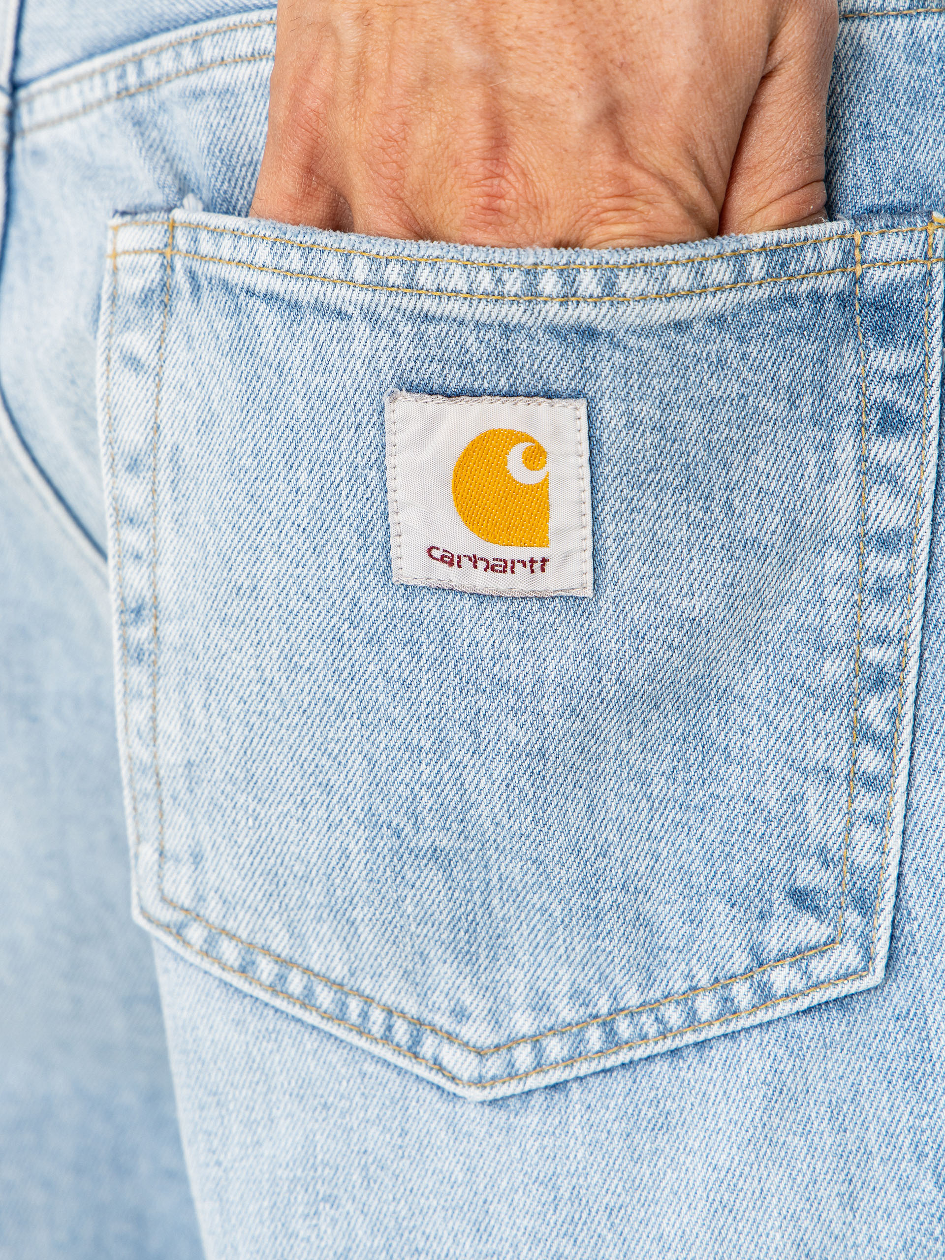 Pantaloni scurți Carhartt WIP Langdon (blue heavy worn bleached)