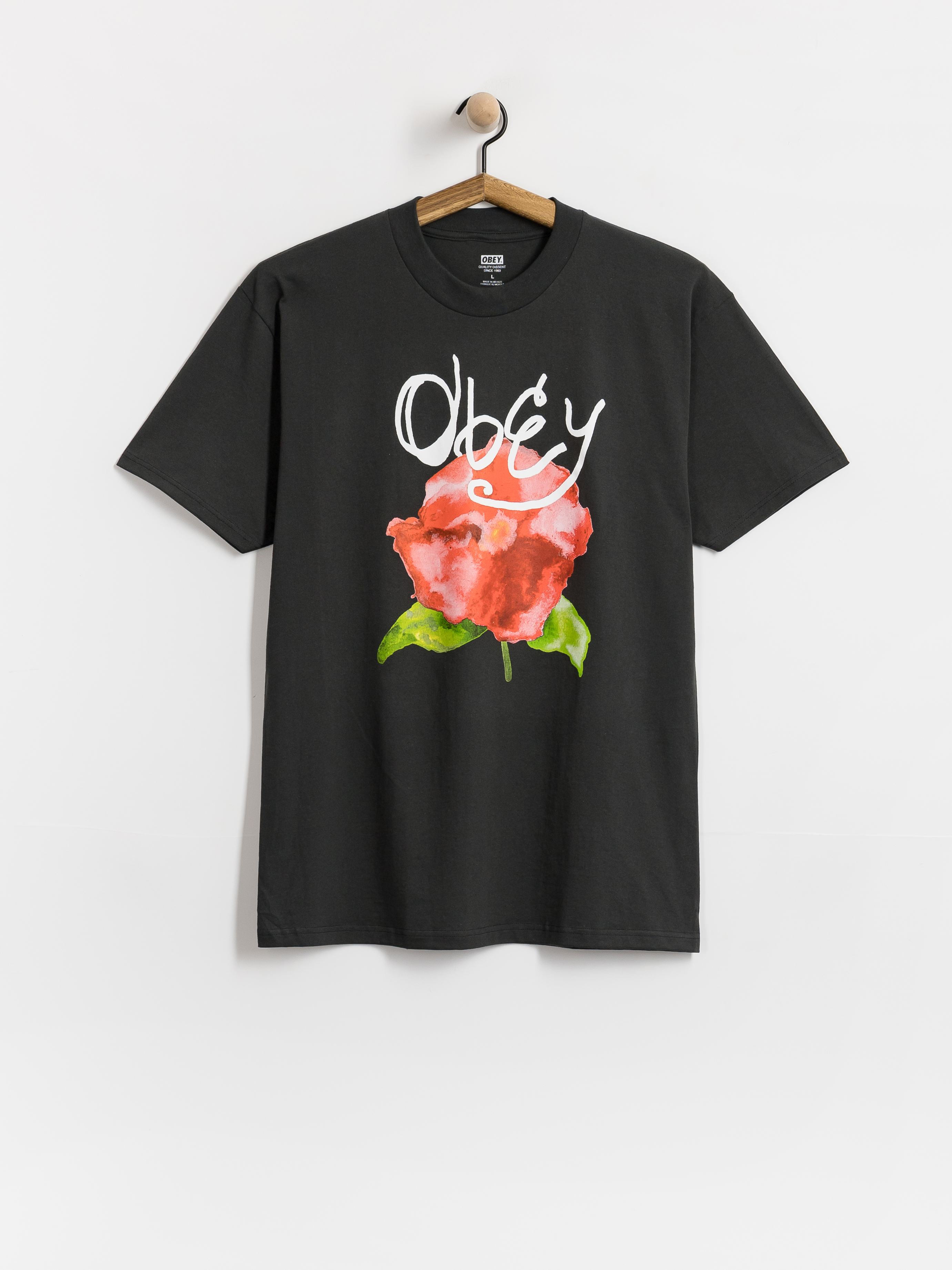 Tricou OBEY Watercolor Poppy (vintage black)