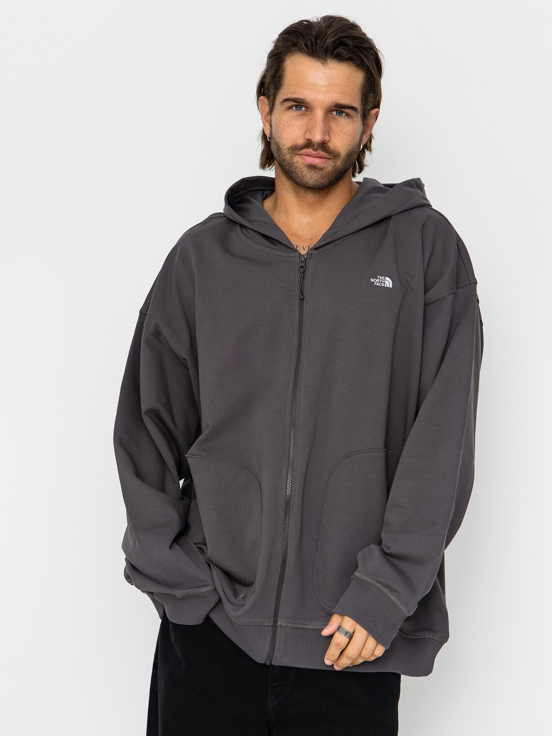 Hanorac cu glugă The North Face Essential Oversize ZHD (anthracite grey)