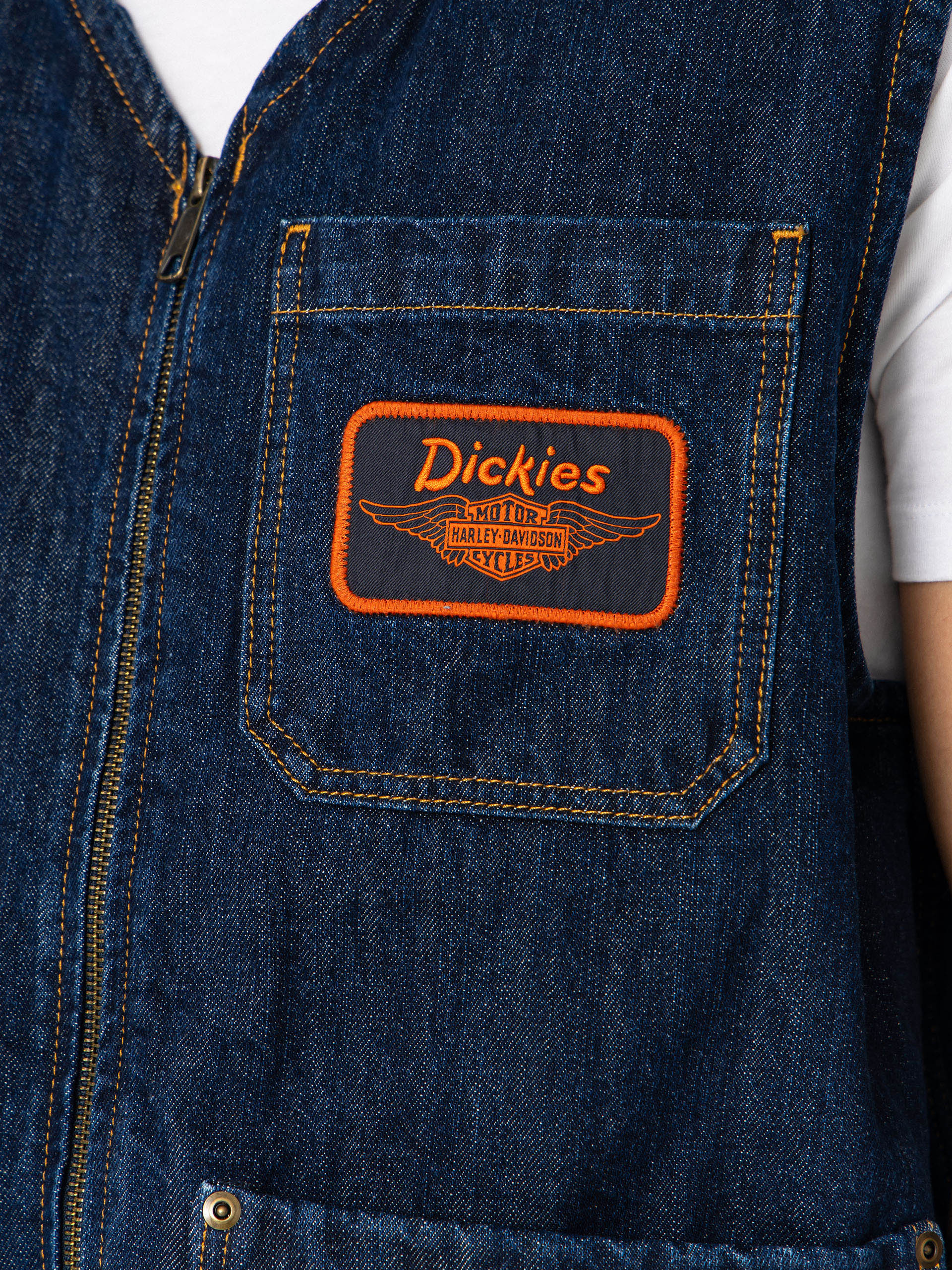Vestă Dickies X Harley Davidson Denim (rinsed indigo blue)