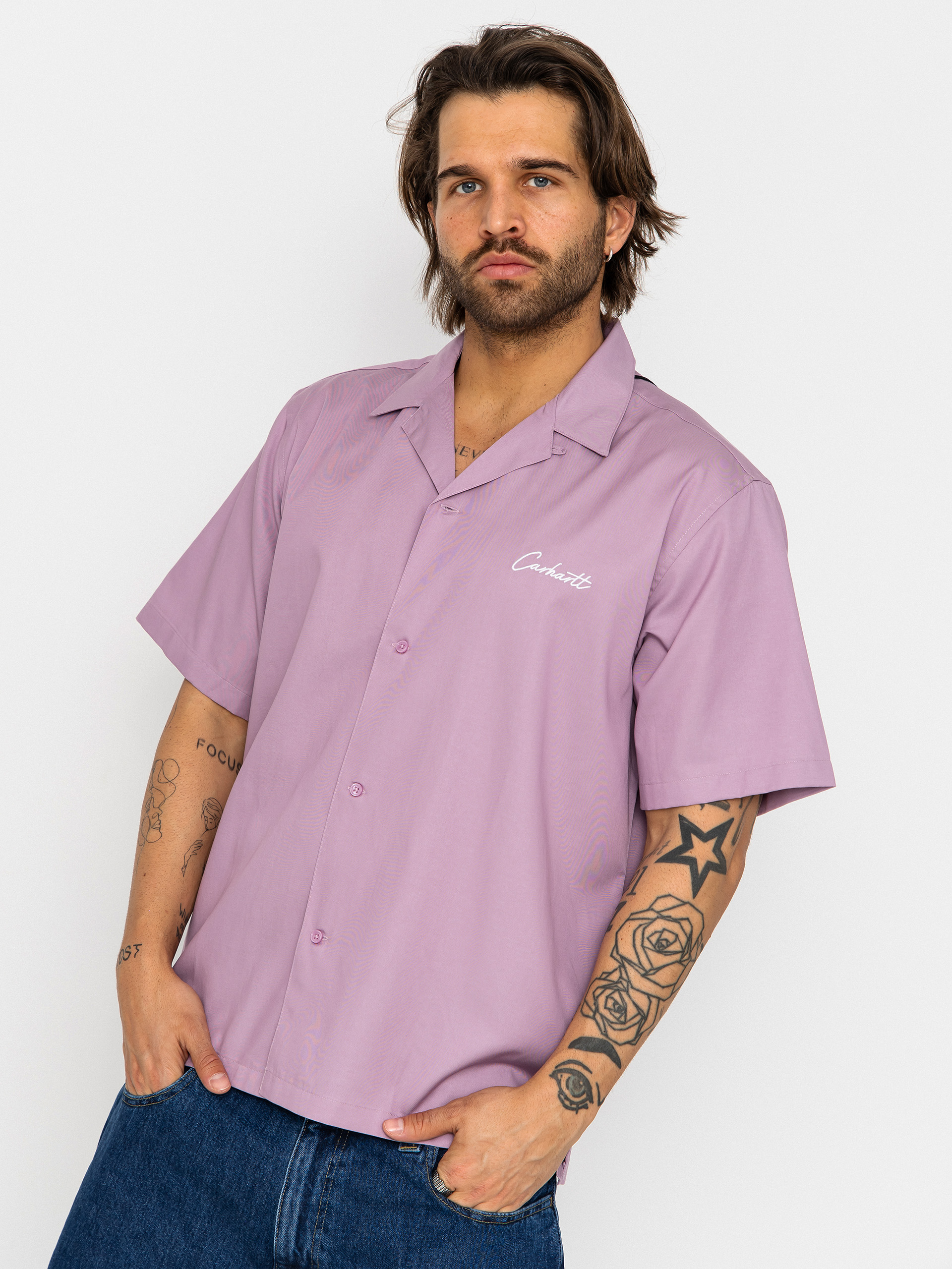 Cămașă Carhartt WIP Delray (gentle purple/white)