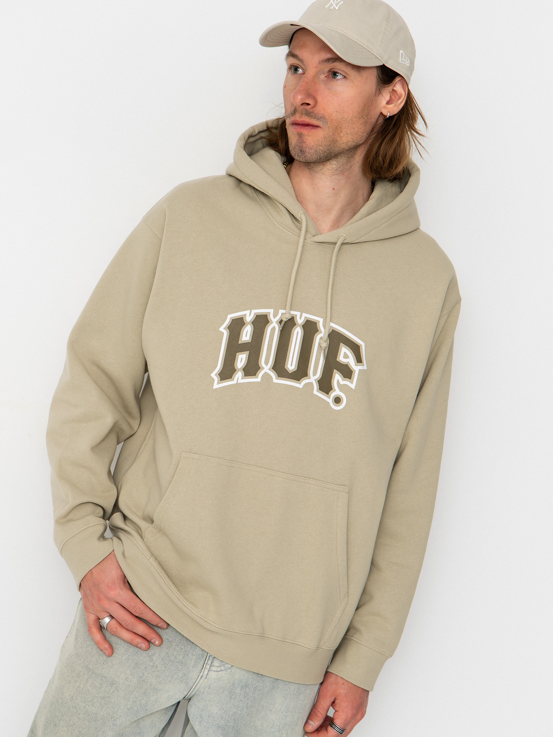 Hanorac cu glugă HUF Classic Arch HD (sand)