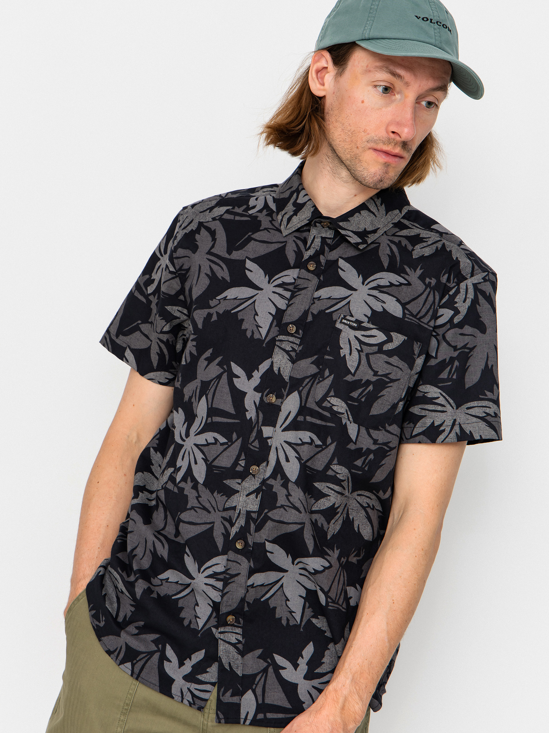 Cămașă Brixton Charter Print (black/trooper/future grey palm)