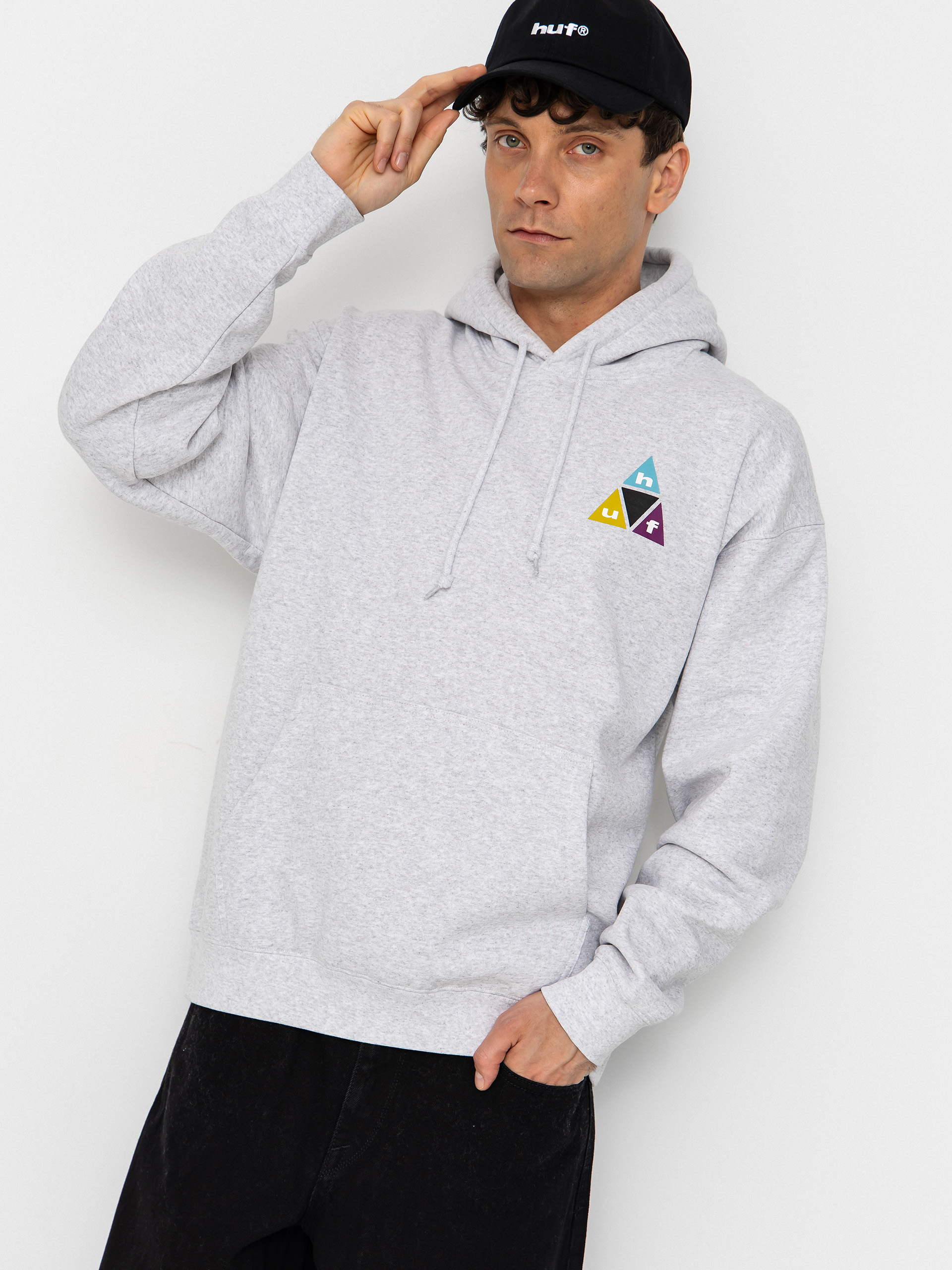 Hanorac cu glugă HUF Prism Tt HD (heather grey)