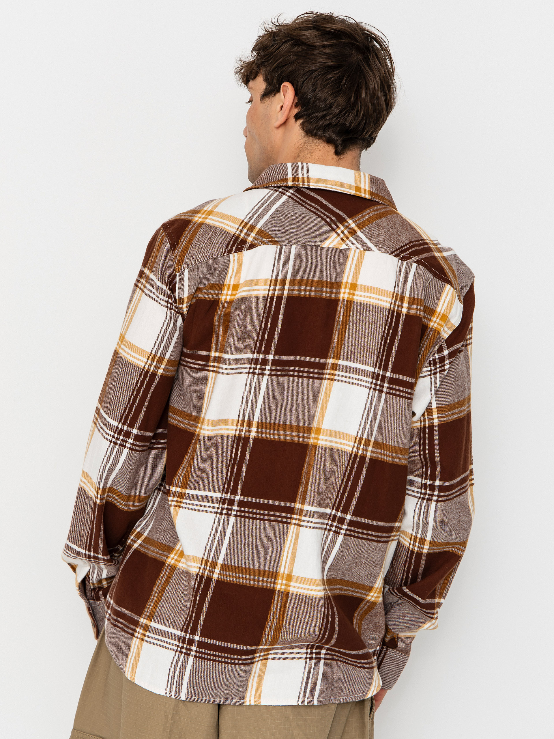 Cămașă Brixton Bowery Lw Ultra Flannel (chocolate/off white)