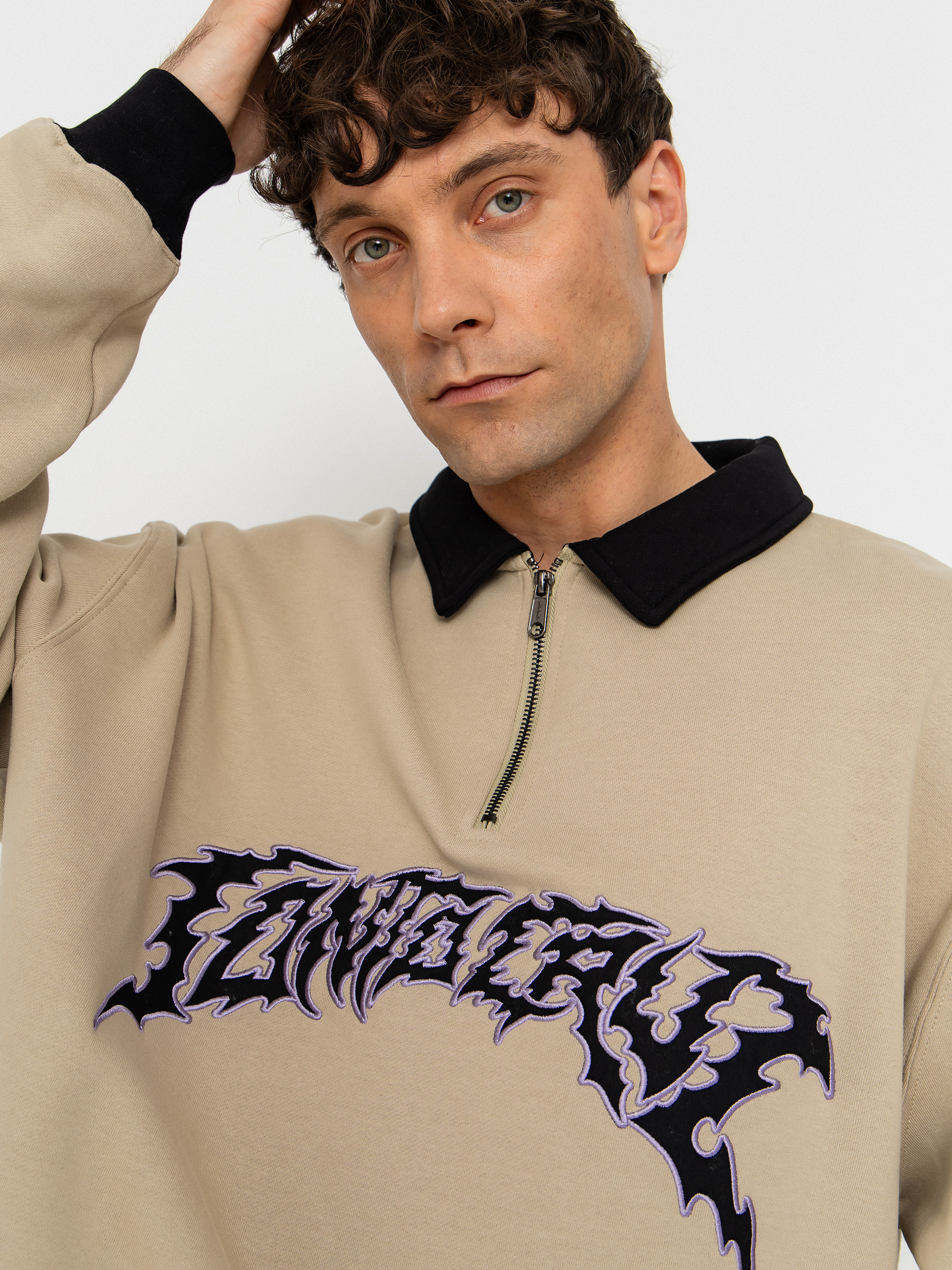 Hanorac Santa Cruz Out Of Time Strip 1/4 Zip (stone grey)
