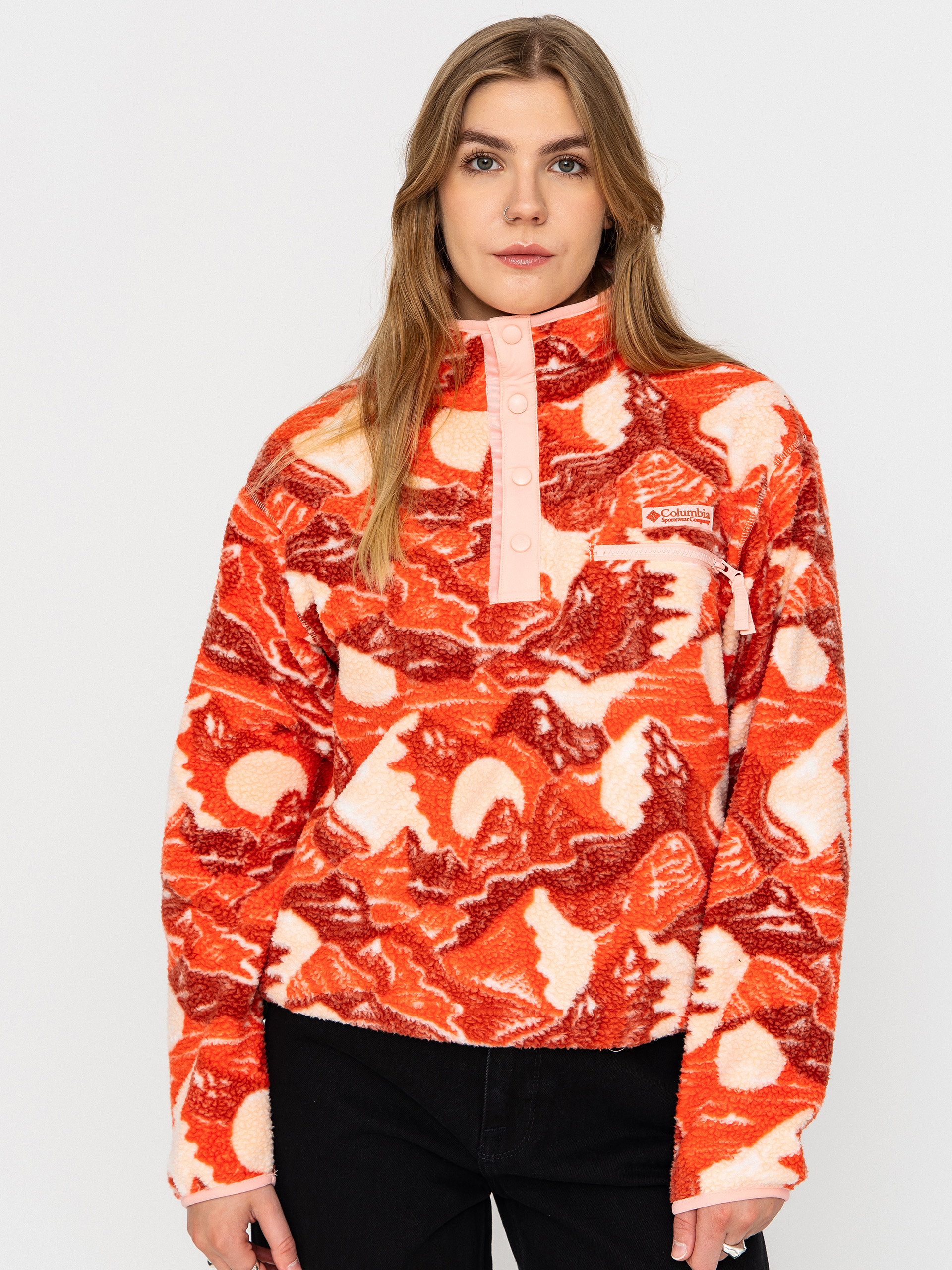 Hanorac din fleece Columbia Helvetia II Printed Cropped Half Snap Wmn