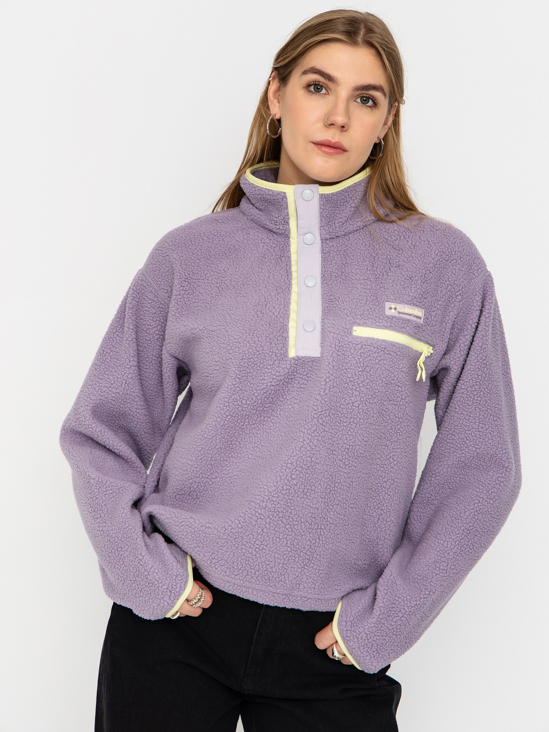 Hanorac din fleece Columbia Helvetia II Cropped Half Snap Wmn (shale purple/lavender pearl/citron haze)