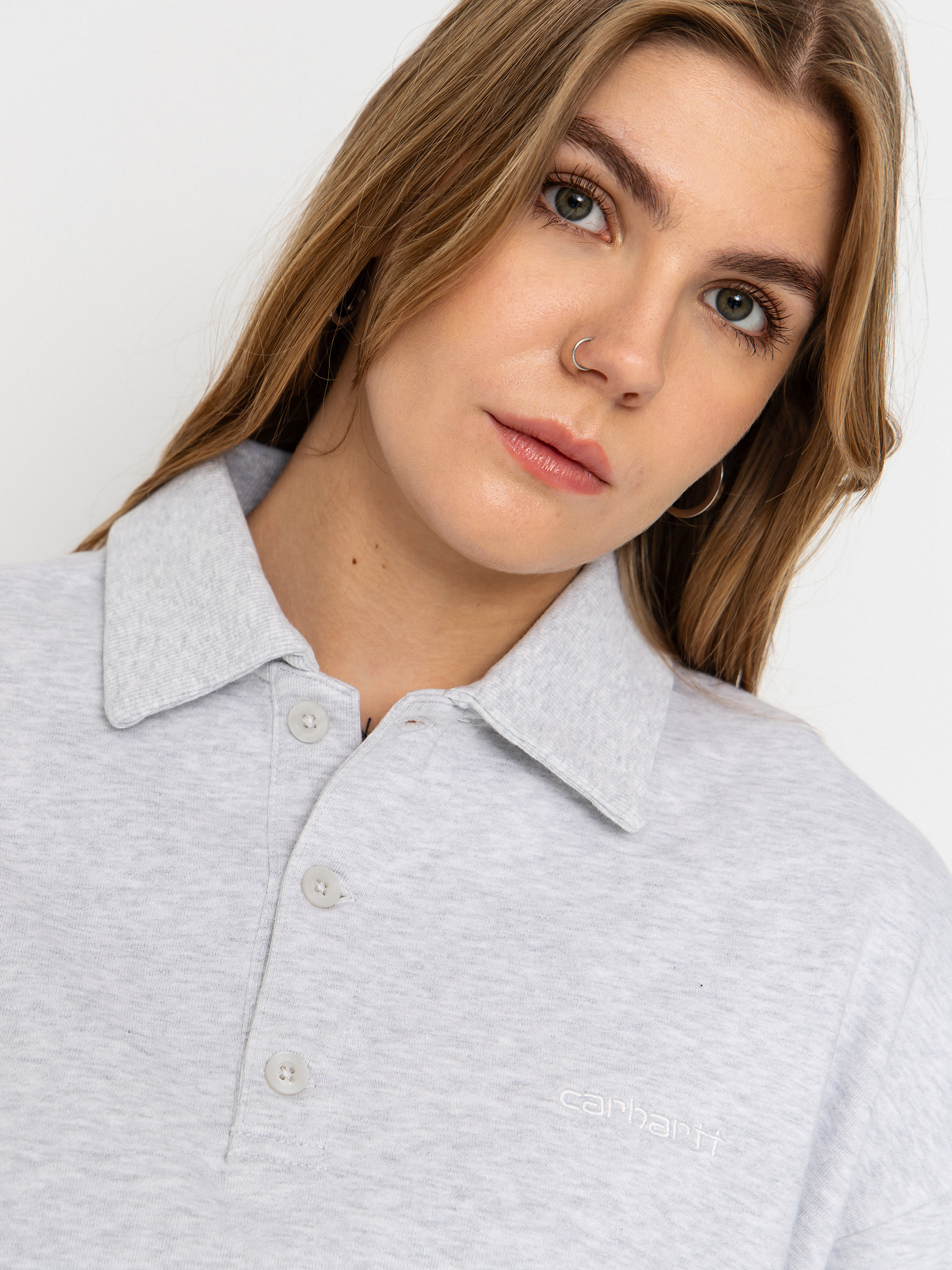 Hanorac Carhartt WIP Brenta Polo Wmn (ash heather/white)