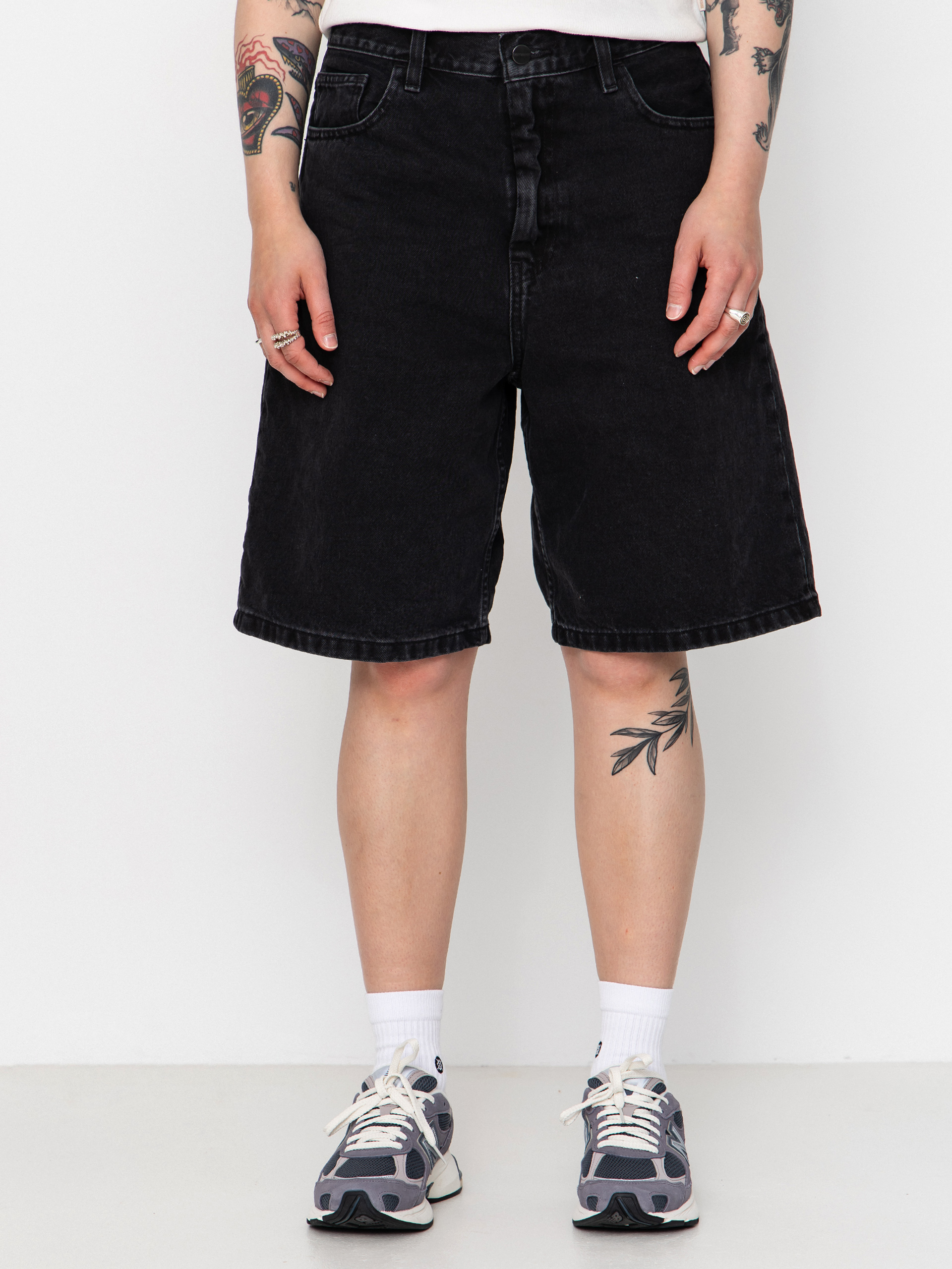 Pantaloni scurți Carhartt WIP Brandon Wmn (black stone washed)