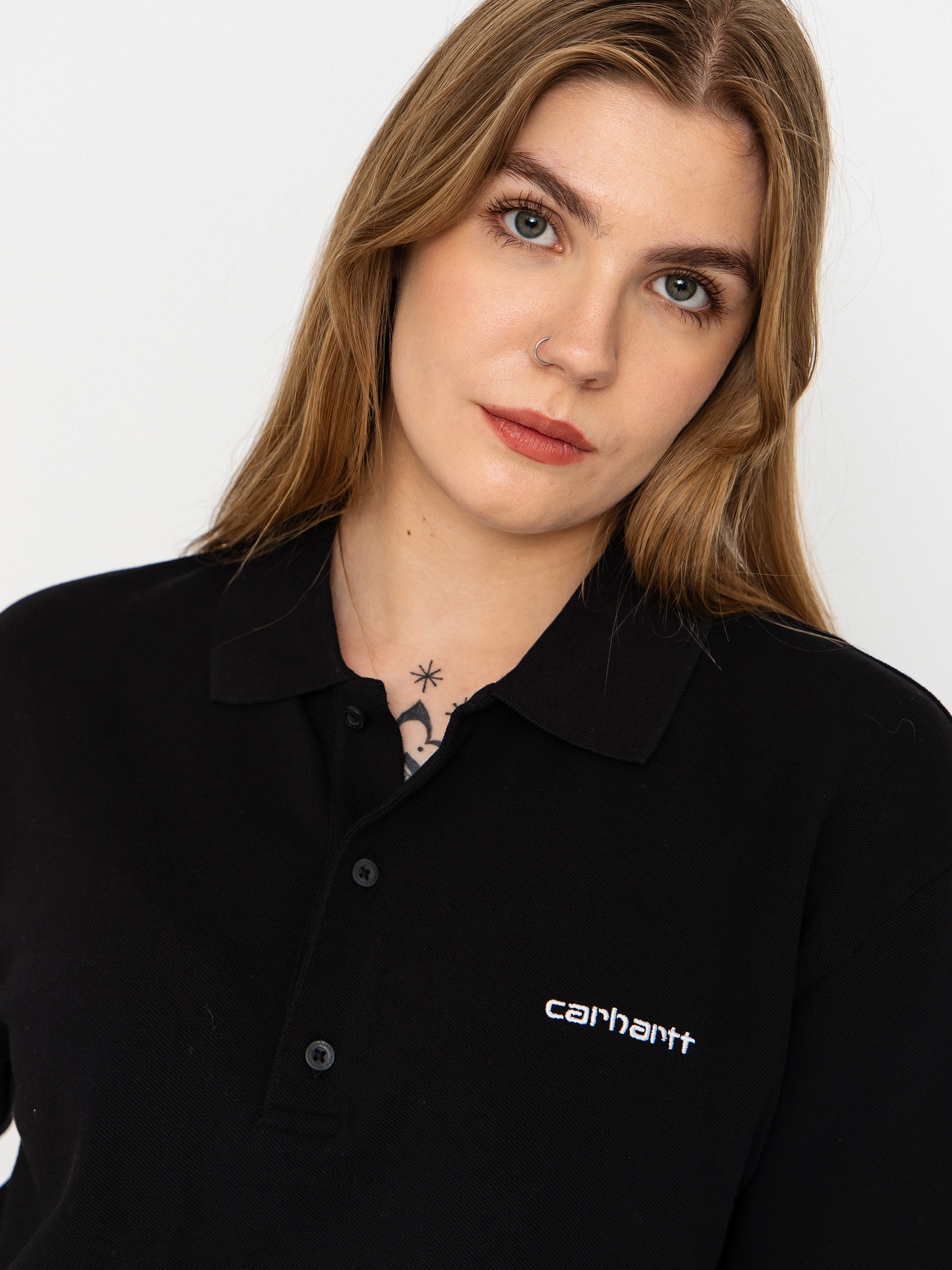 Tricou Carhartt WIP Script Polo Wmn (black/white)