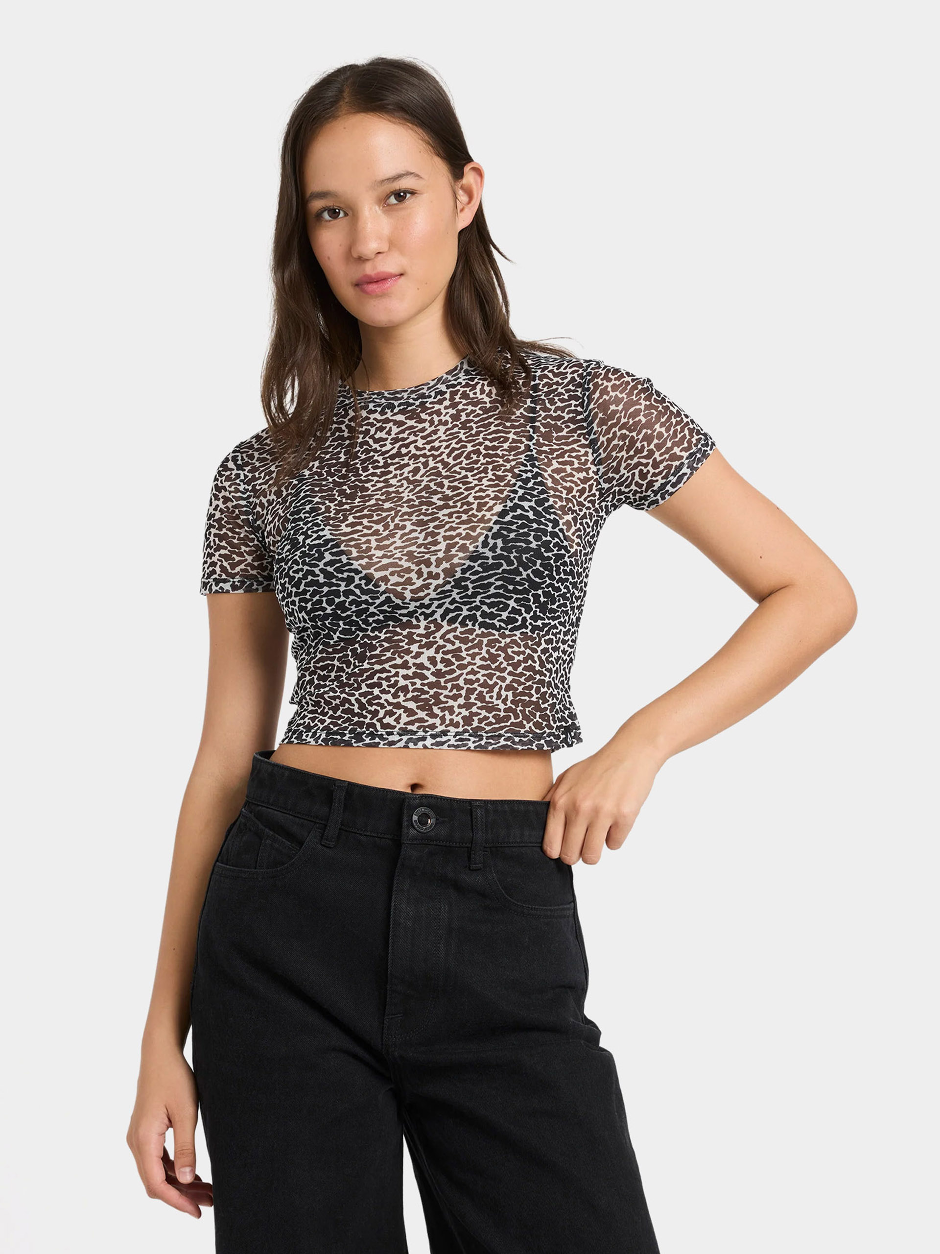 Tricou Volcom Rawly Knit Mesh Wmn (black white)