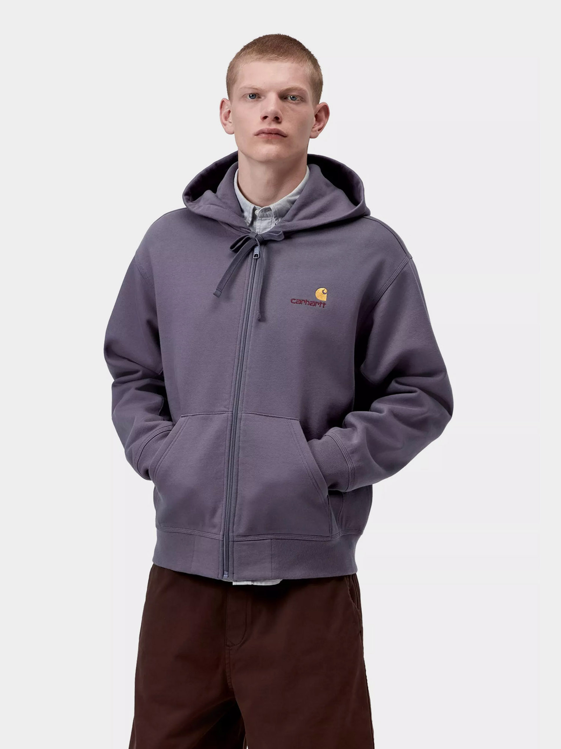 Hanorac cu glugă Carhartt WIP American Script ZHD (shady purple)