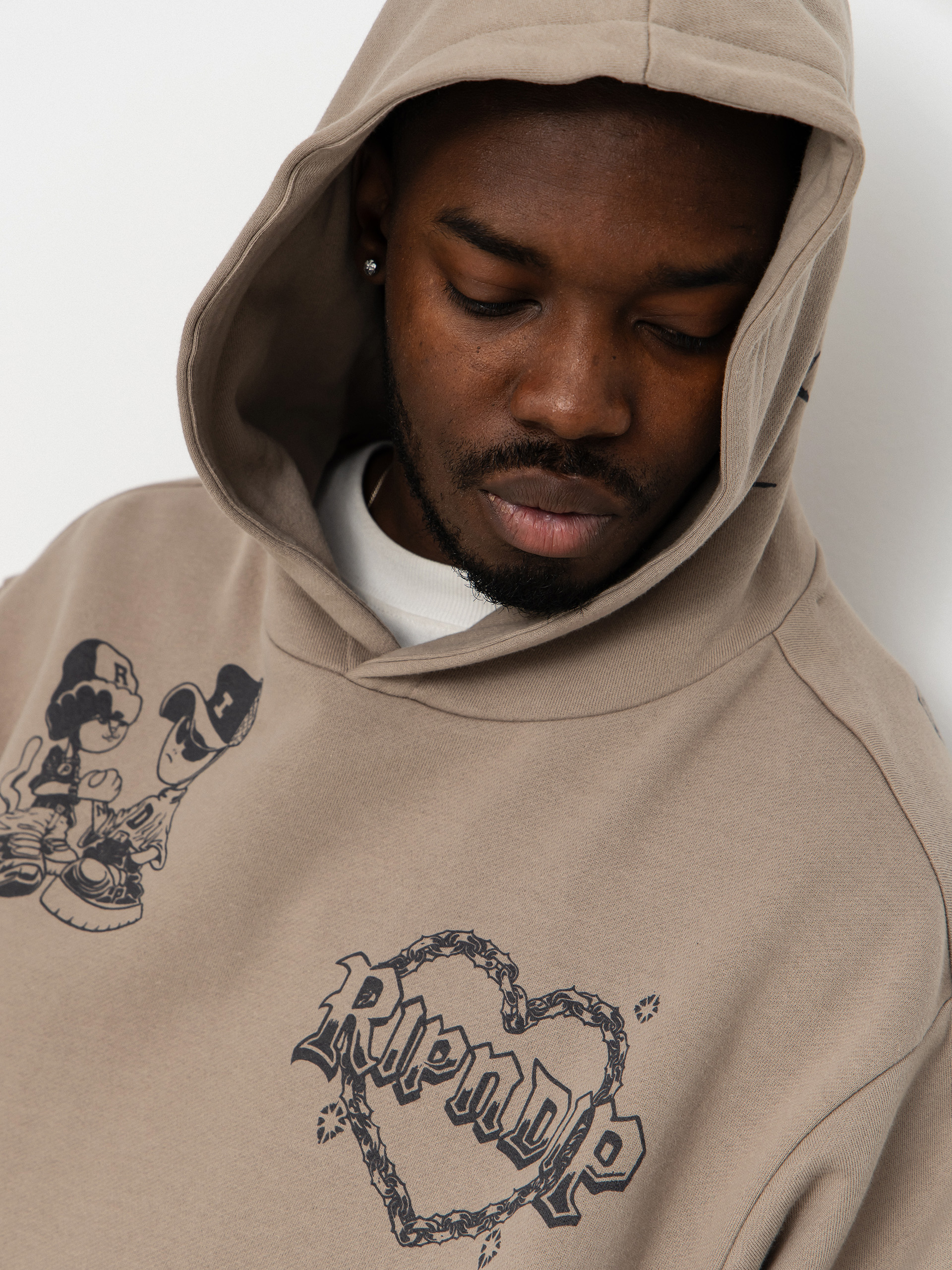 Hanorac cu glugă RipNDip Westside Distressed HD (dark sand wash)