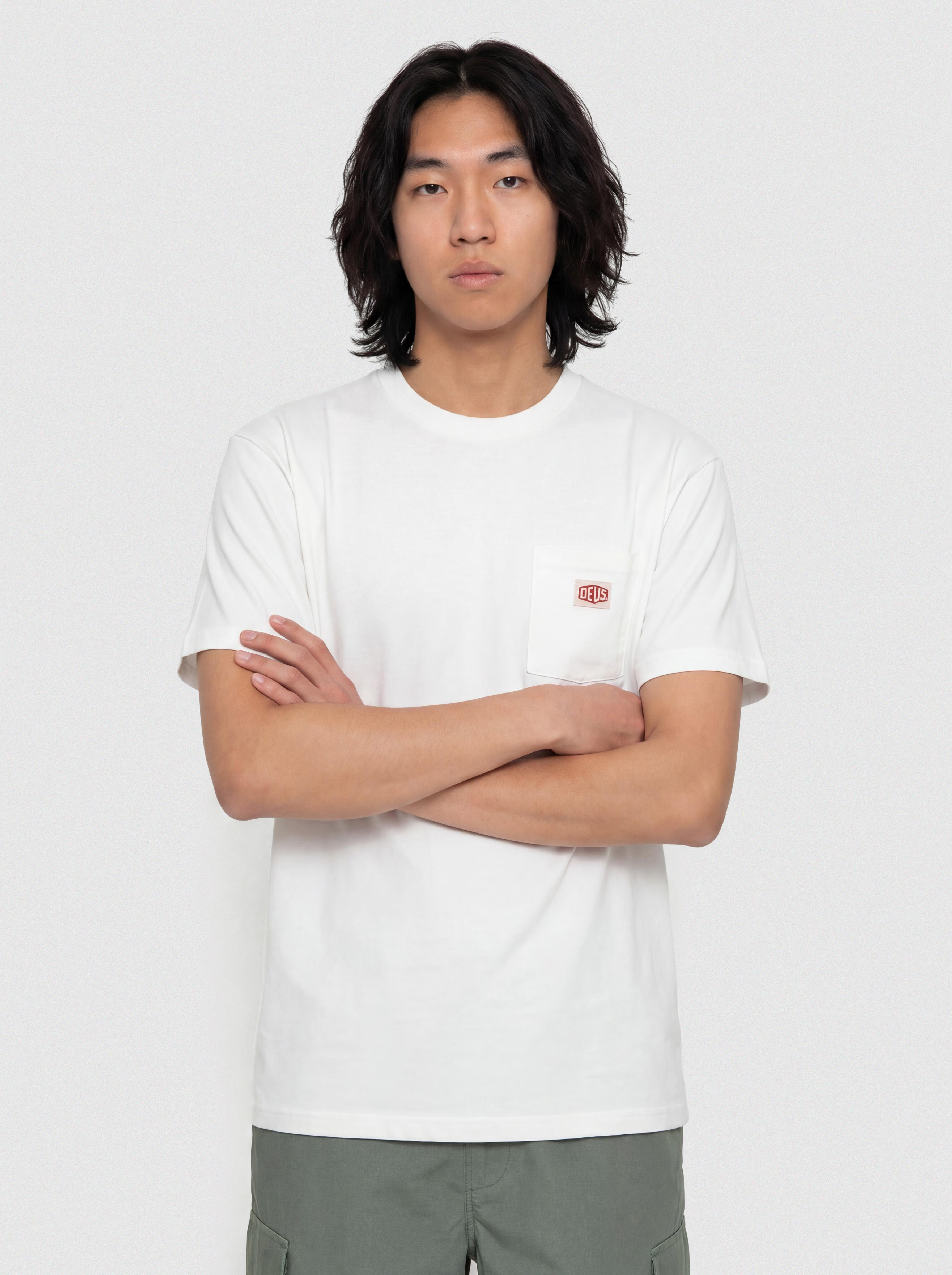 Tricou Deus Ex Machina Parts & Service Pocket (vintage white)