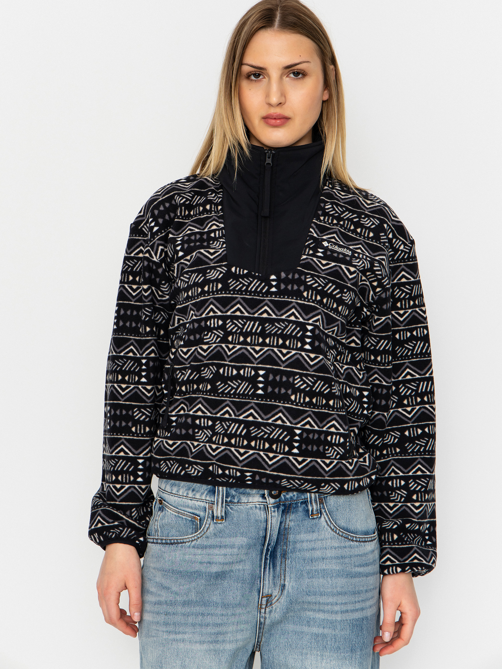 Hanorac din fleece Columbia Sequoia Grove Printed Half Zip Wmn (black/horizons)