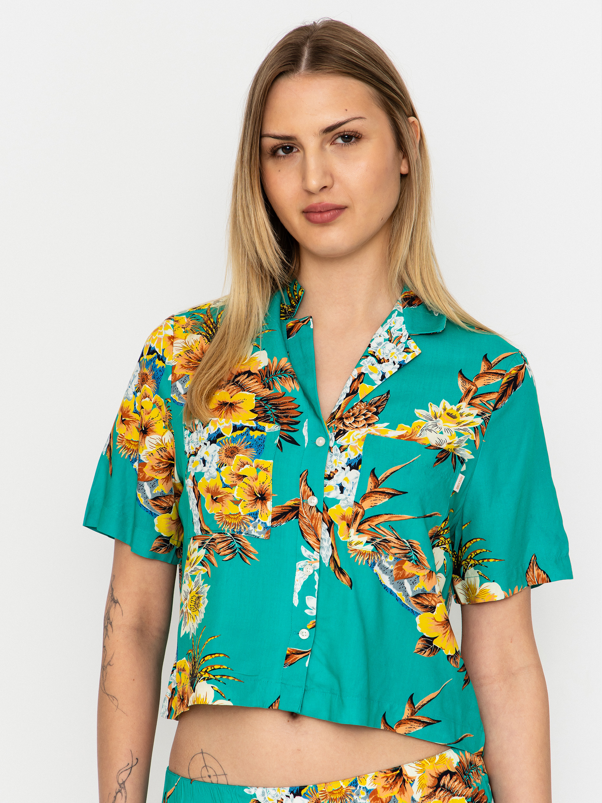 Cămașă Brixton Campos Button Down Wmn (retro green flor campos)