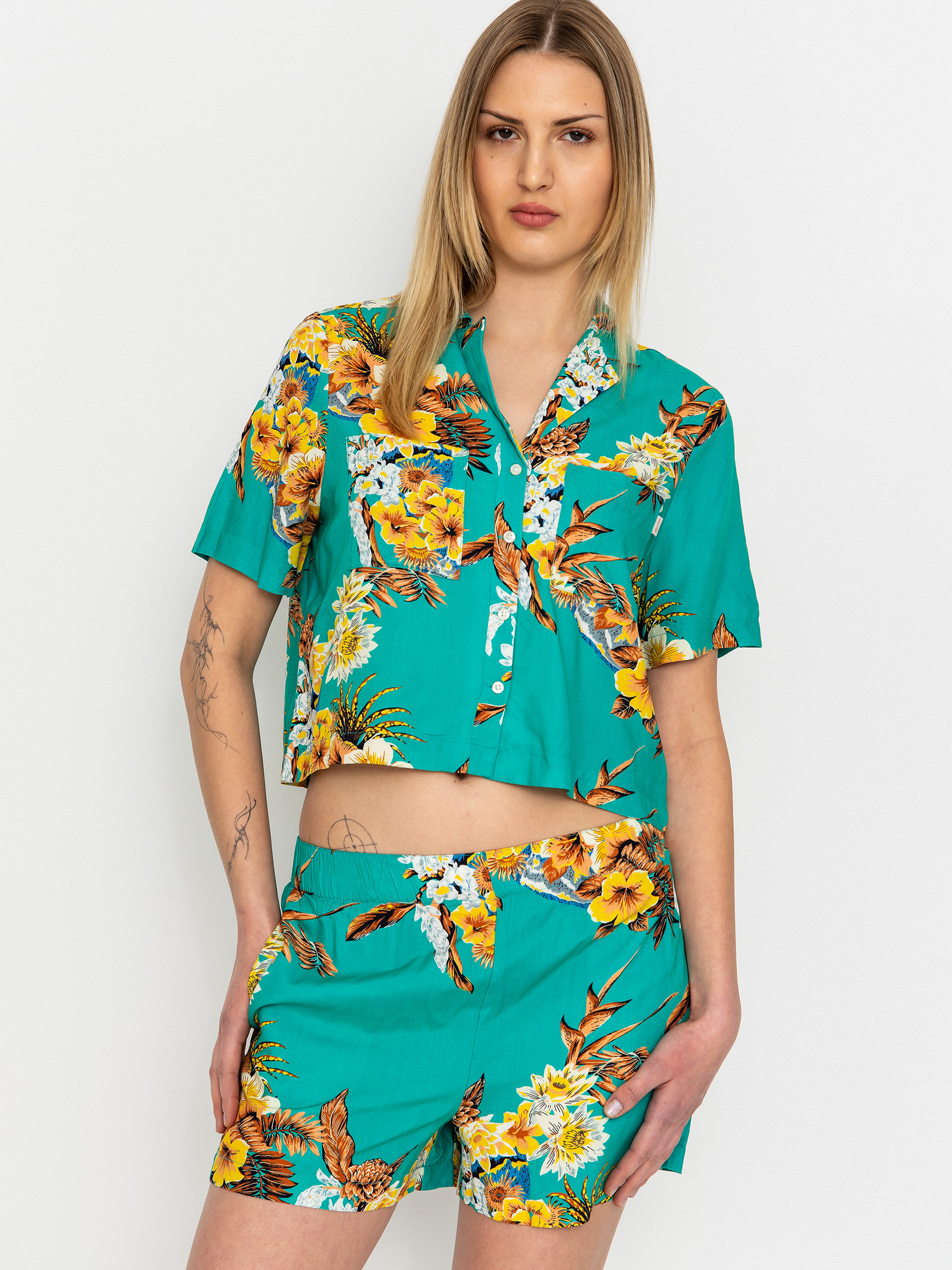 Cămașă Brixton Campos Button Down Wmn (retro green flor campos)