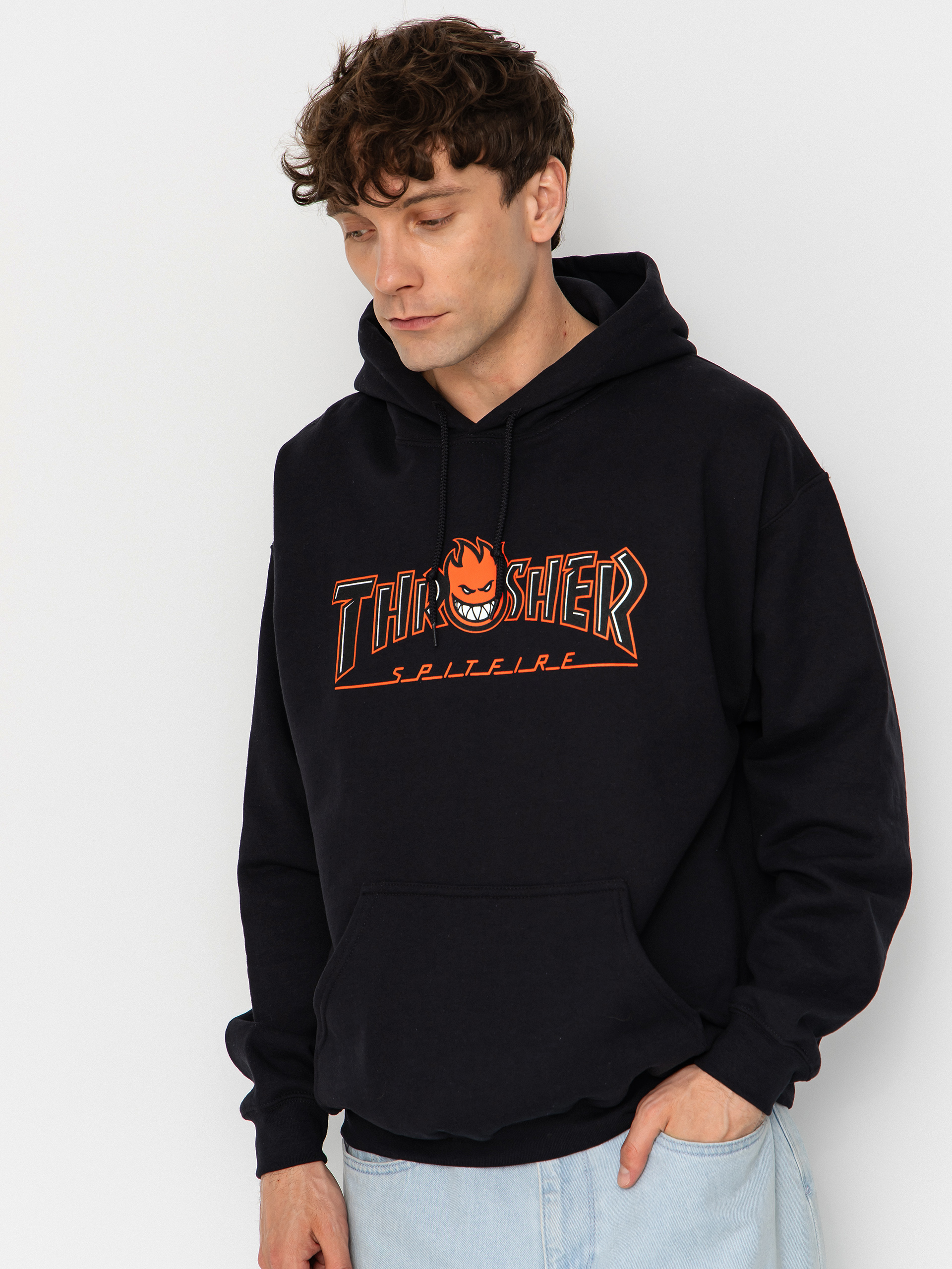 Hanorac cu glugu0103 Thrasher x Spitfire Big Head Outline HD (black)
