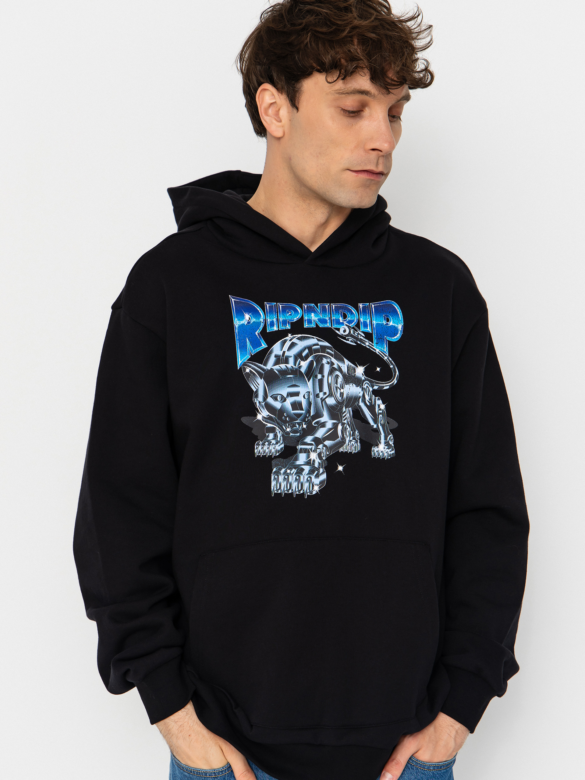 Hanorac cu glugă RipNDip Cyborg HD (black wash)