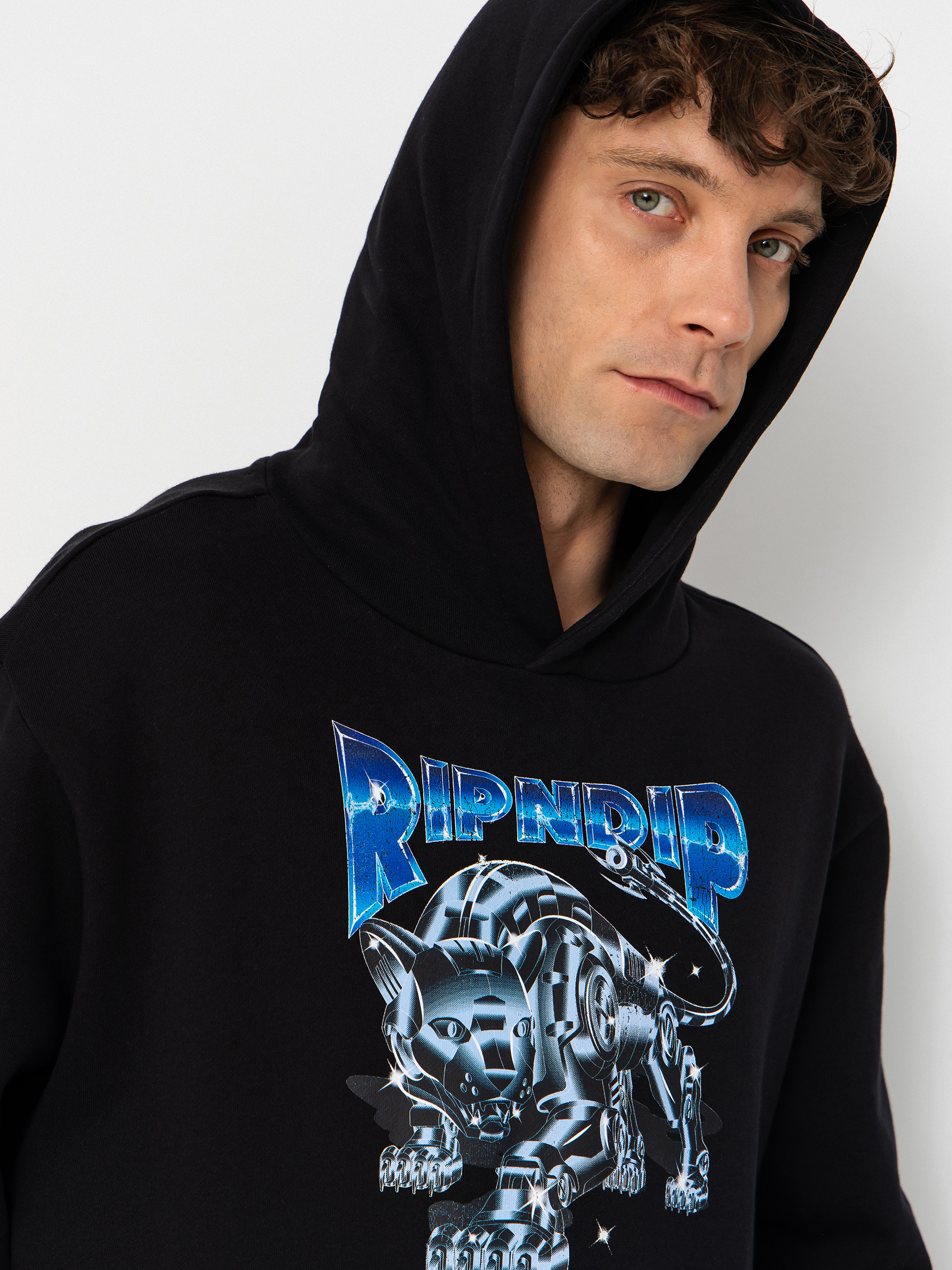 Hanorac cu glugă RipNDip Cyborg HD (black wash)