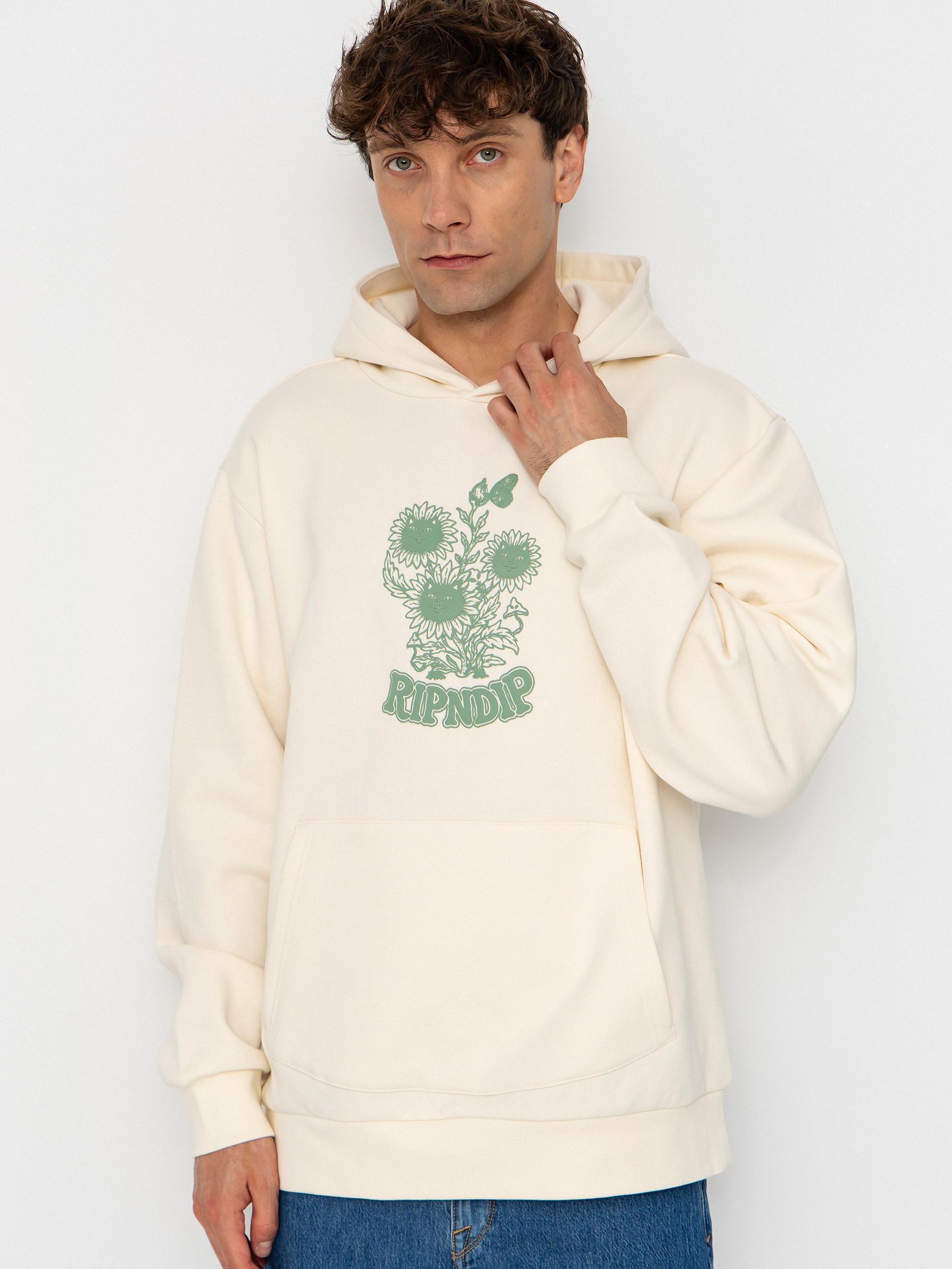 Hanorac cu glugă RipNDip Where The Flowers Bloom HD (bone)