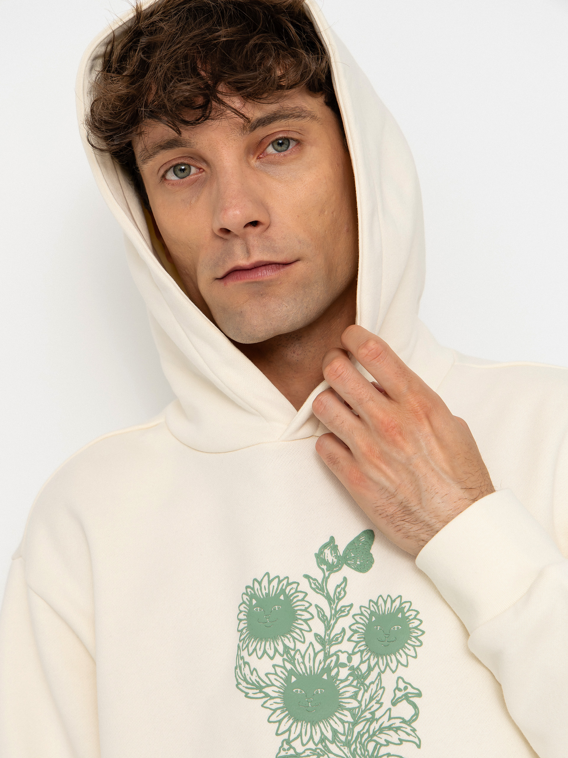 Hanorac cu glugă RipNDip Where The Flowers Bloom HD (bone)