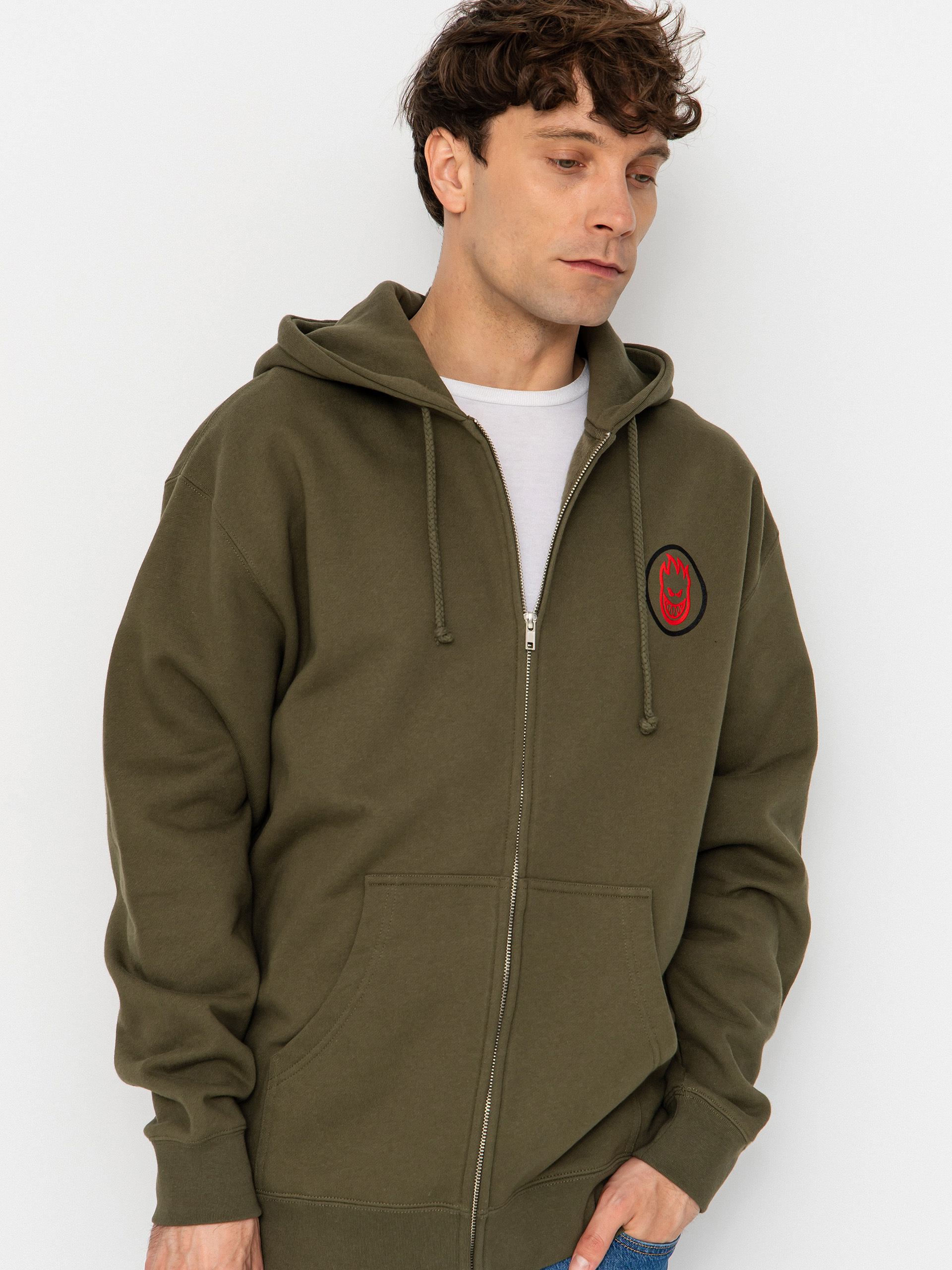 Hanorac cu glugu0103 Spitfire Classic Swirl Overlay ZHD (army w/black red prints)
