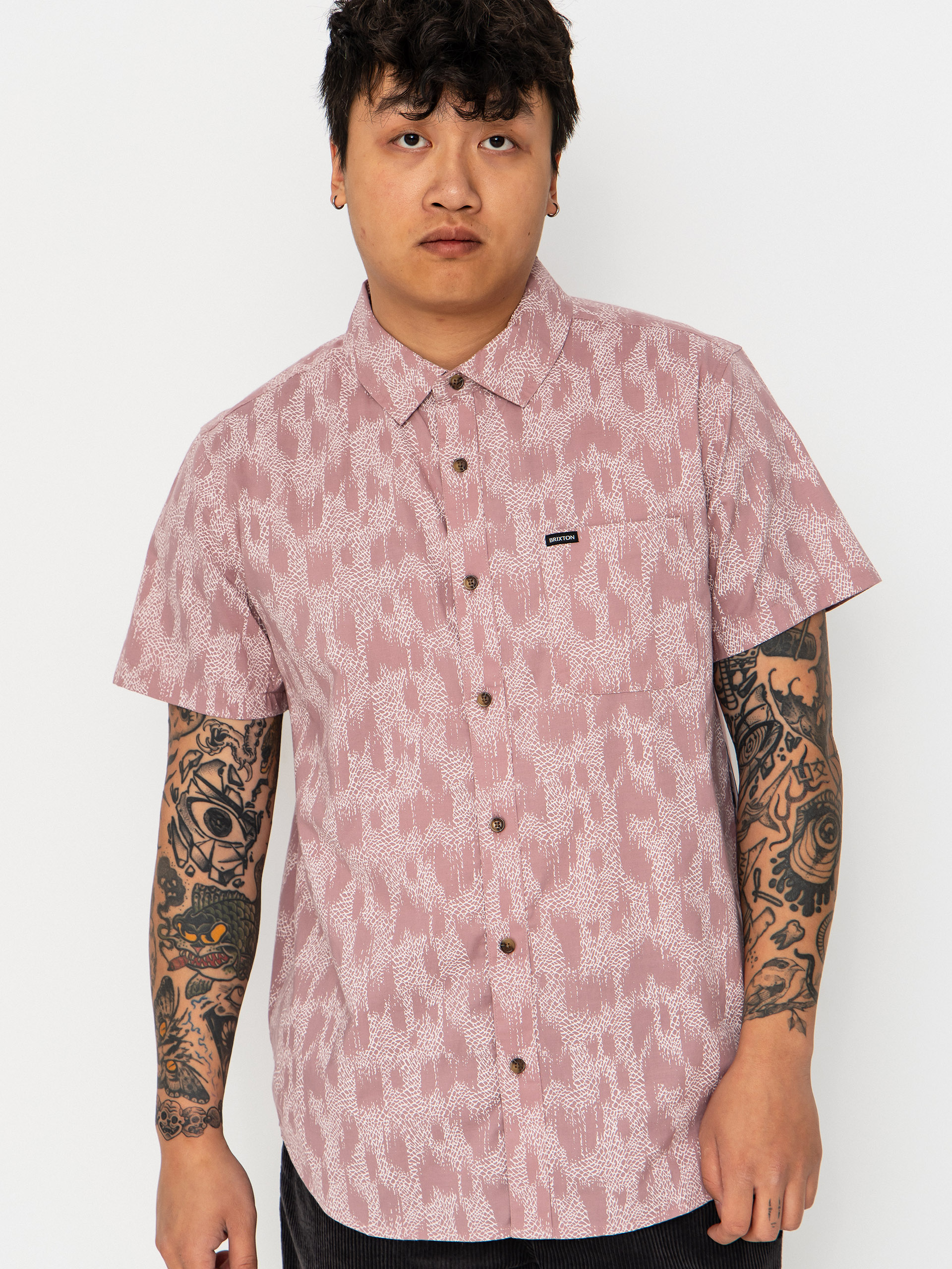 Cămașă Brixton Charter Print (dark pink/silver crackle paint)