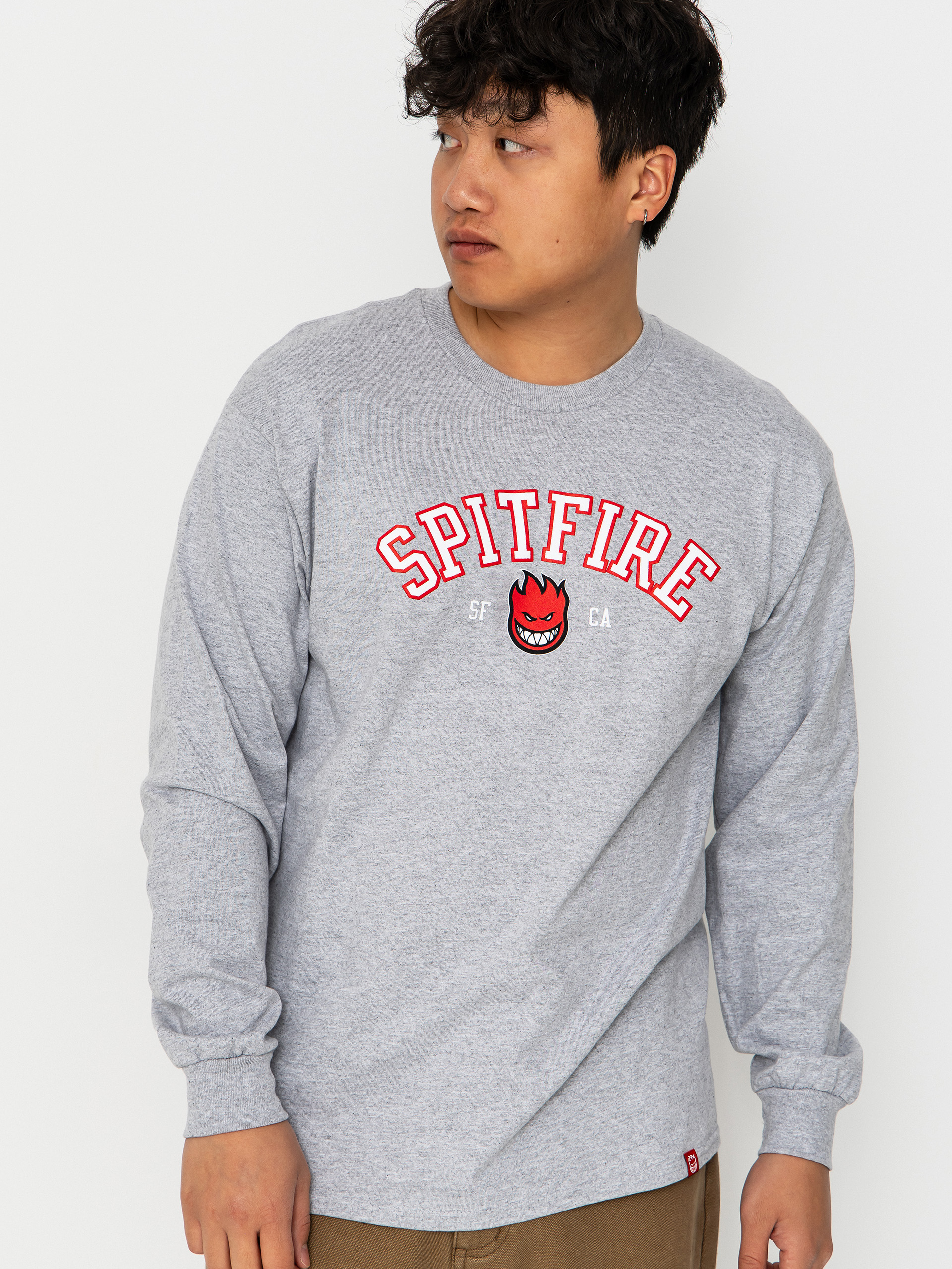 Longsleeve Spitfire Team Bighead (sport grey w/red black white print)
