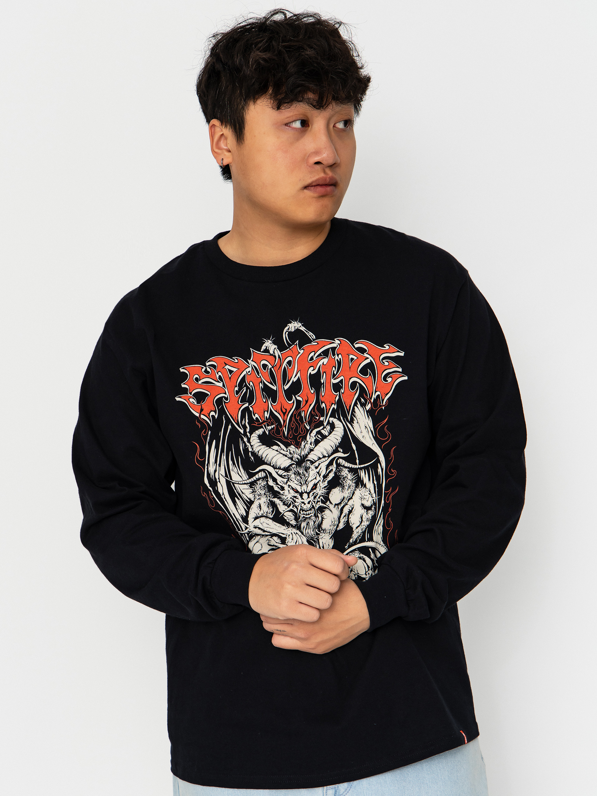 Longsleeve Spitfire Demon (black w/multi color discharge print)