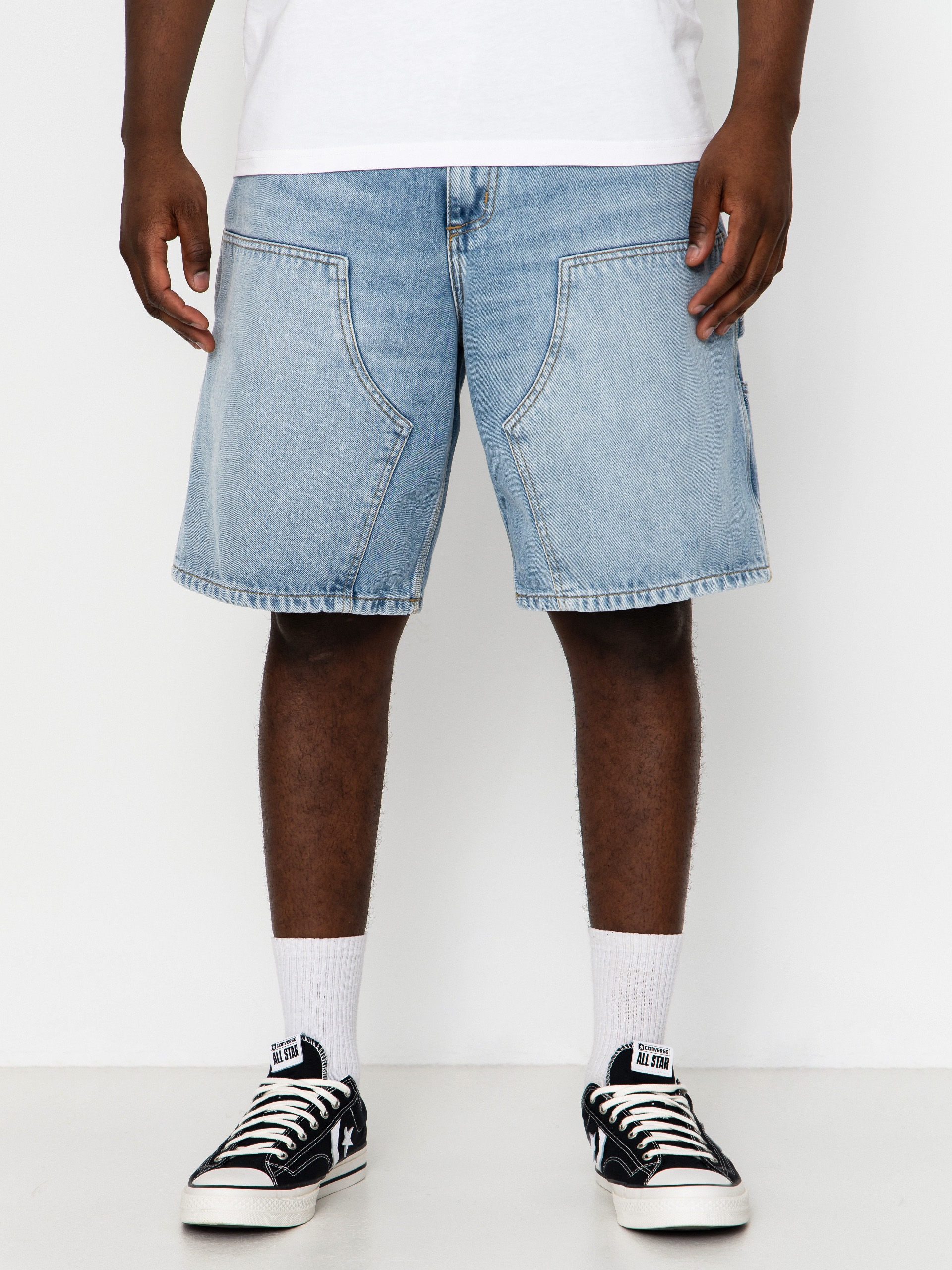 Pantaloni scurți Carhartt WIP Double Knee (blue heavy worn bleached)