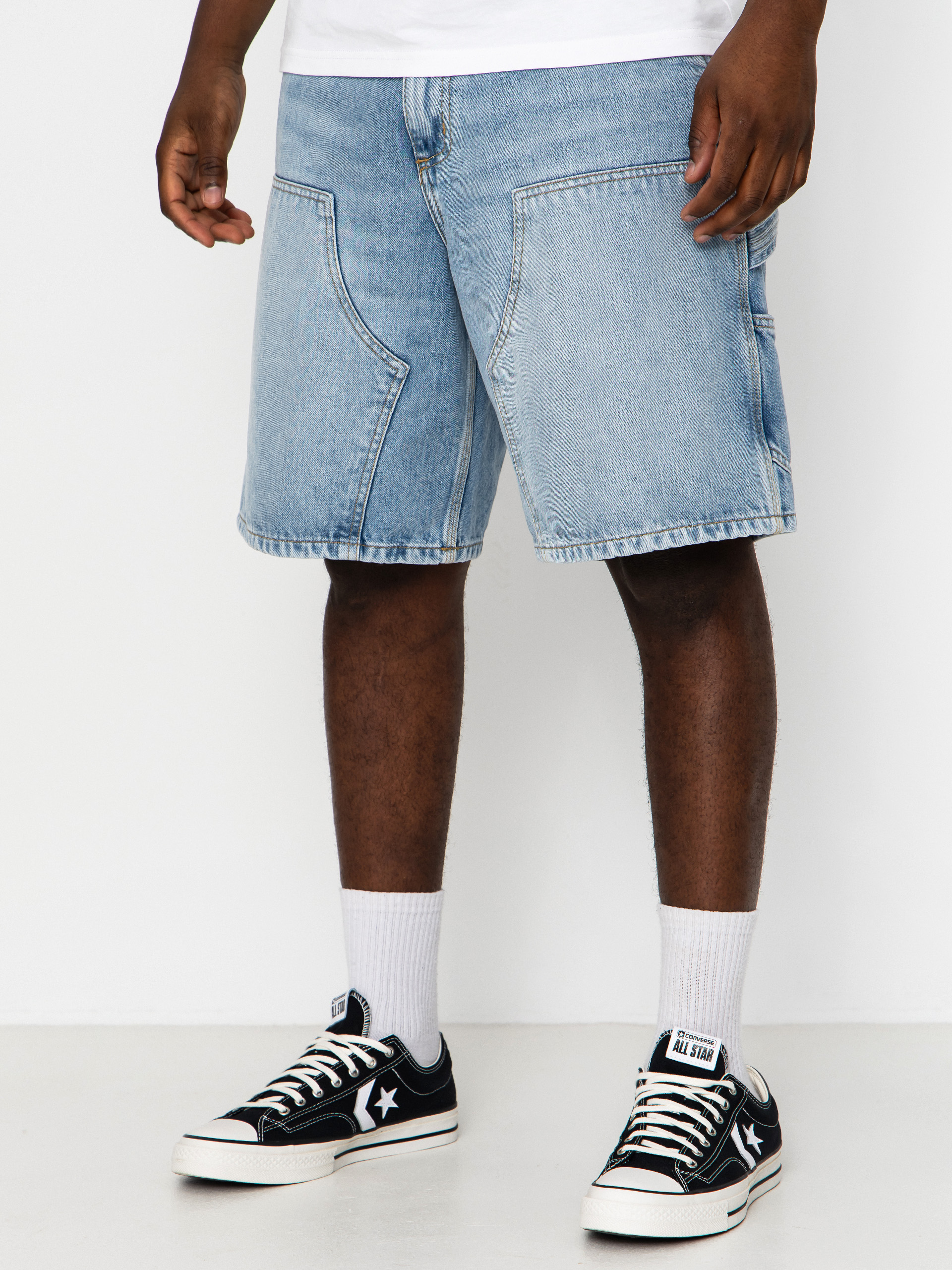 Pantaloni scurți Carhartt WIP Double Knee (blue heavy worn bleached)